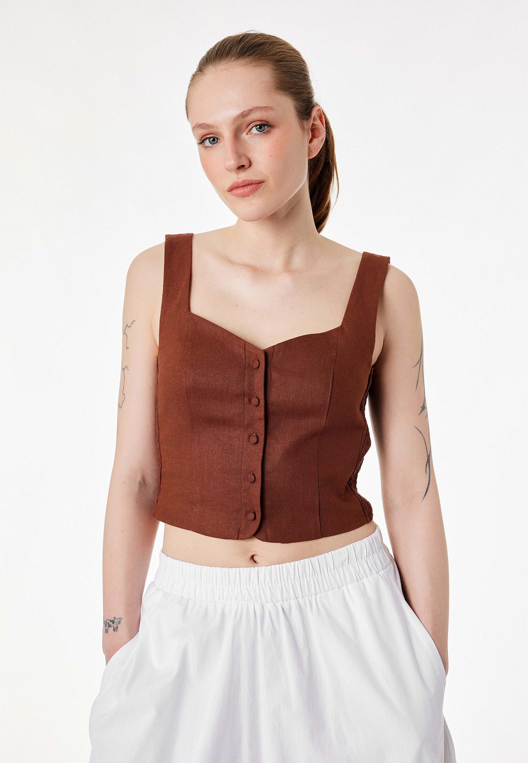 Koton Tanktop Ärmellos Quadrat Kragen Tanktop