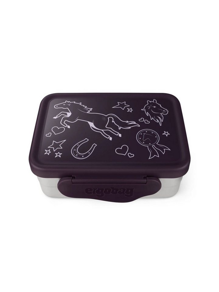 ergobag Lunchbox Edelstahl Brotdose, Edelstahl, (Edelstahl Brotdose, 3-tlg., 1x Brotdose, 1x Trennfach), spülmaschinengeeignet bis 45 Grad, Handwäsche empfohlen