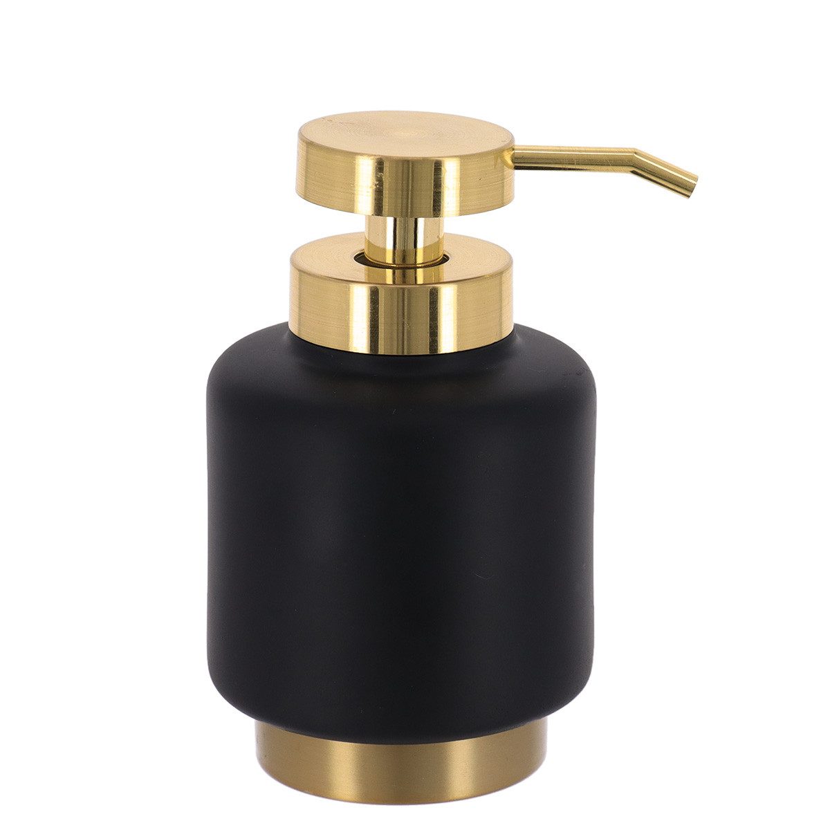 LikeKa Badaccessoire-Set schwarz Matt Gold Seifenspender Toilettenbürste Kosmetikeimer