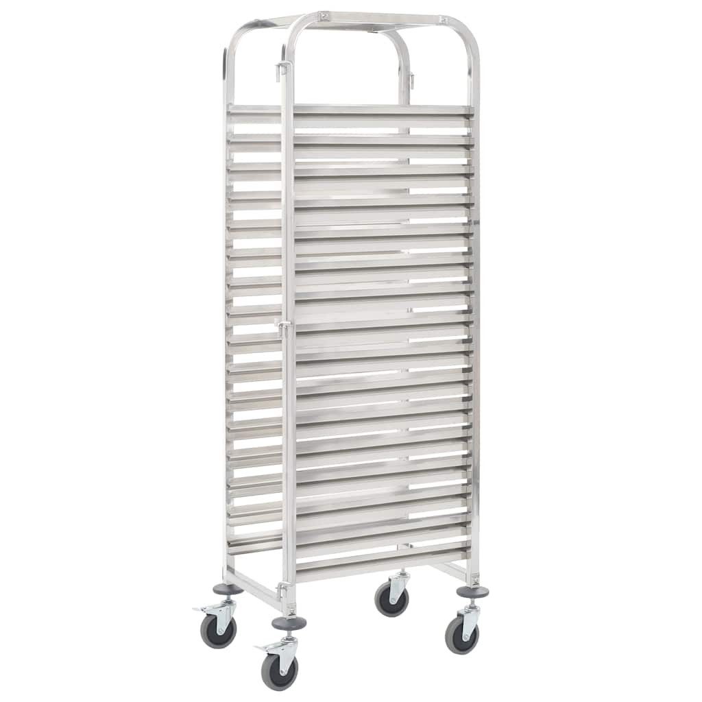 vidaXL Küchenwagen Tablettwagen für 16 Tabletts 38x55x163 cm Edelstahl