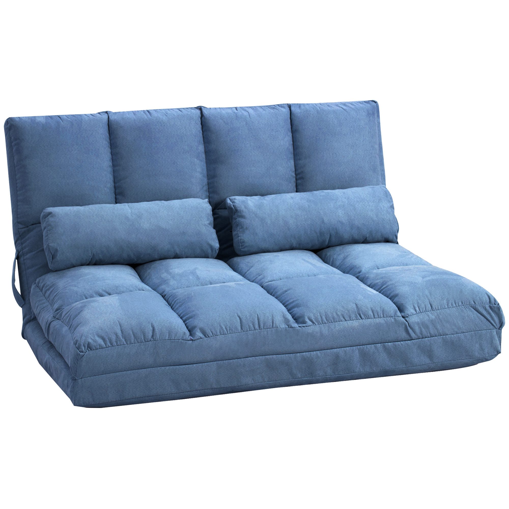 HOMCOM Relaxsessel Bodenstuhl mit Rückenlehne, 3 Positionen Verstellbarer Sitzkissen (Klappbett, 1-St., 2-in-1 Bodensessel), für Schlafzimmer, Wohnzimmer, Blau