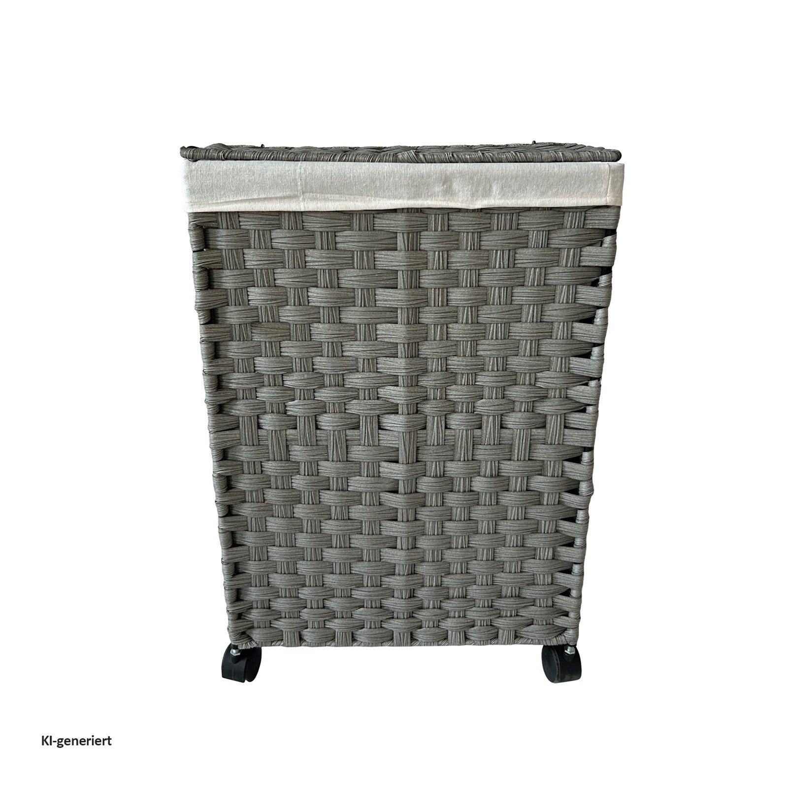 HTI-Living Wäschekorb Wäschesammler 40 Liter Briena Grau (Stück, 1 St., 1 Wäschesammler), Wäschekorb Polyrattan auf Rollen