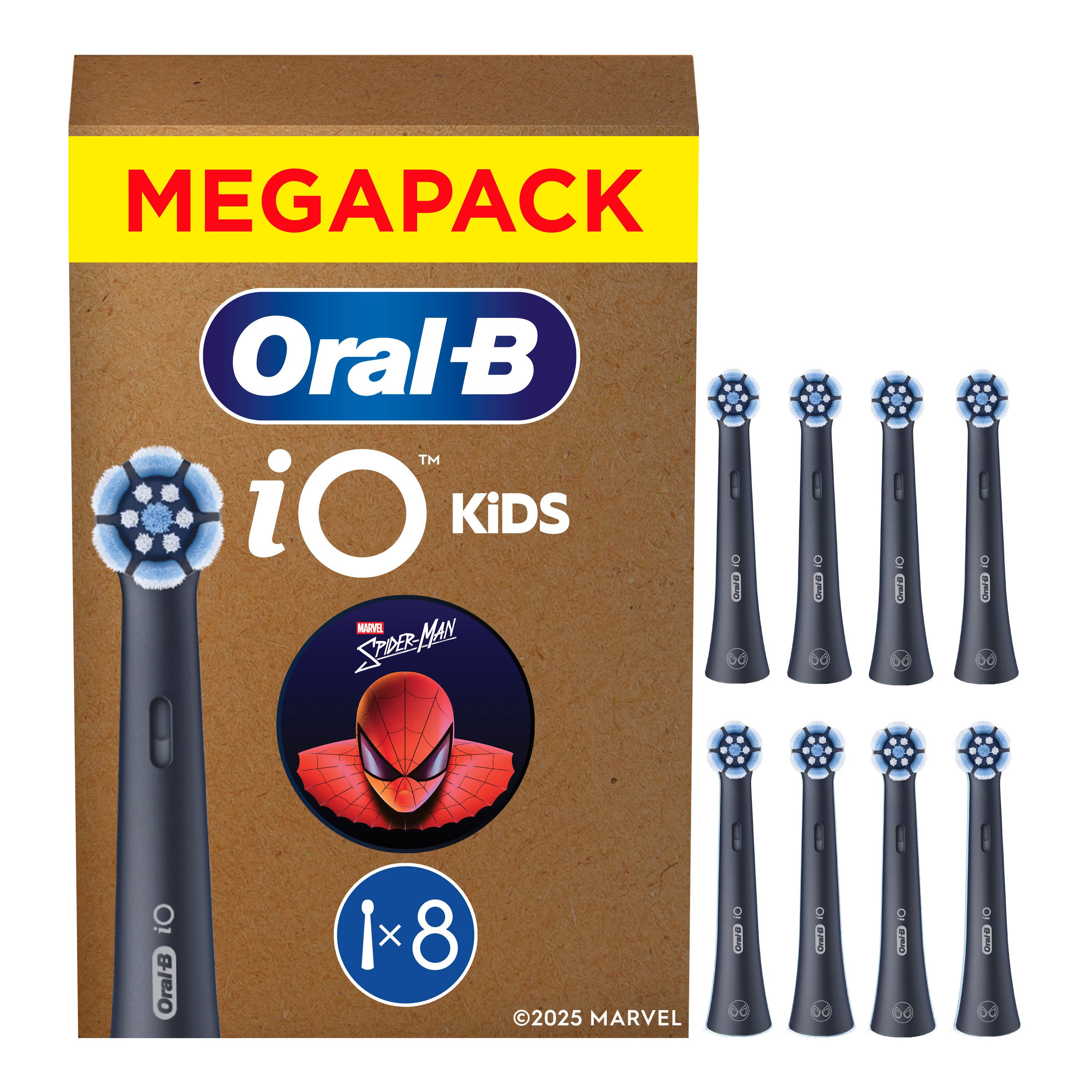 Oral-B Aufsteckbürsten iO Kids 6+ Marvel Spiderman, Sanft zu wackeligen Zähnen & Zahnfleisch, ab 6 Jahren