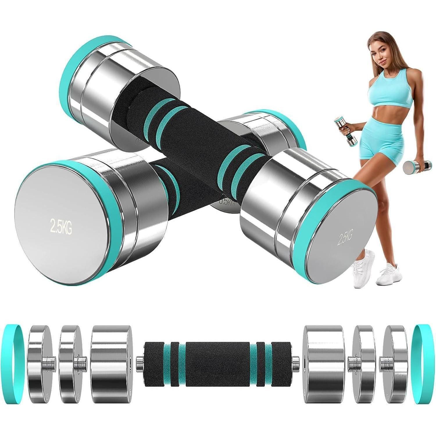 LuxusKollektion Kurzhantel Verstellbare Stahlhanteln Set mit Schaumstoff Griff 2x2,5-50kg