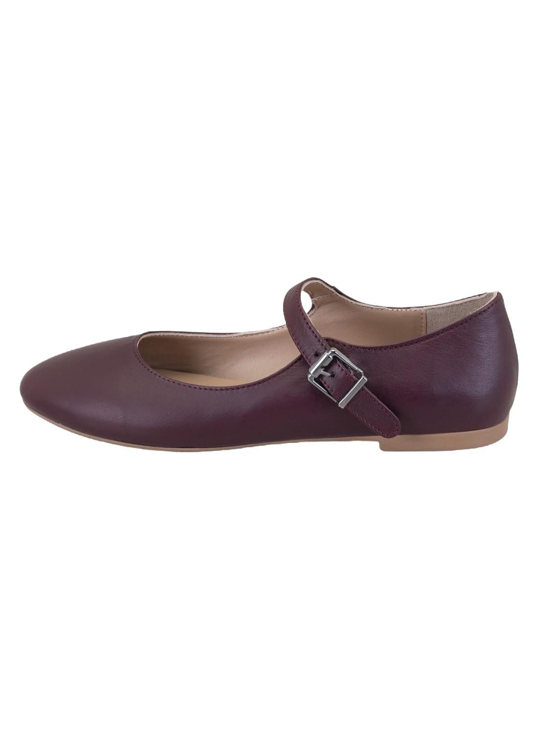 Desa Damen-Ballerinas aus Leder – 1 cm Absatz, Schnallenverschluss, verste Ballettschuh
