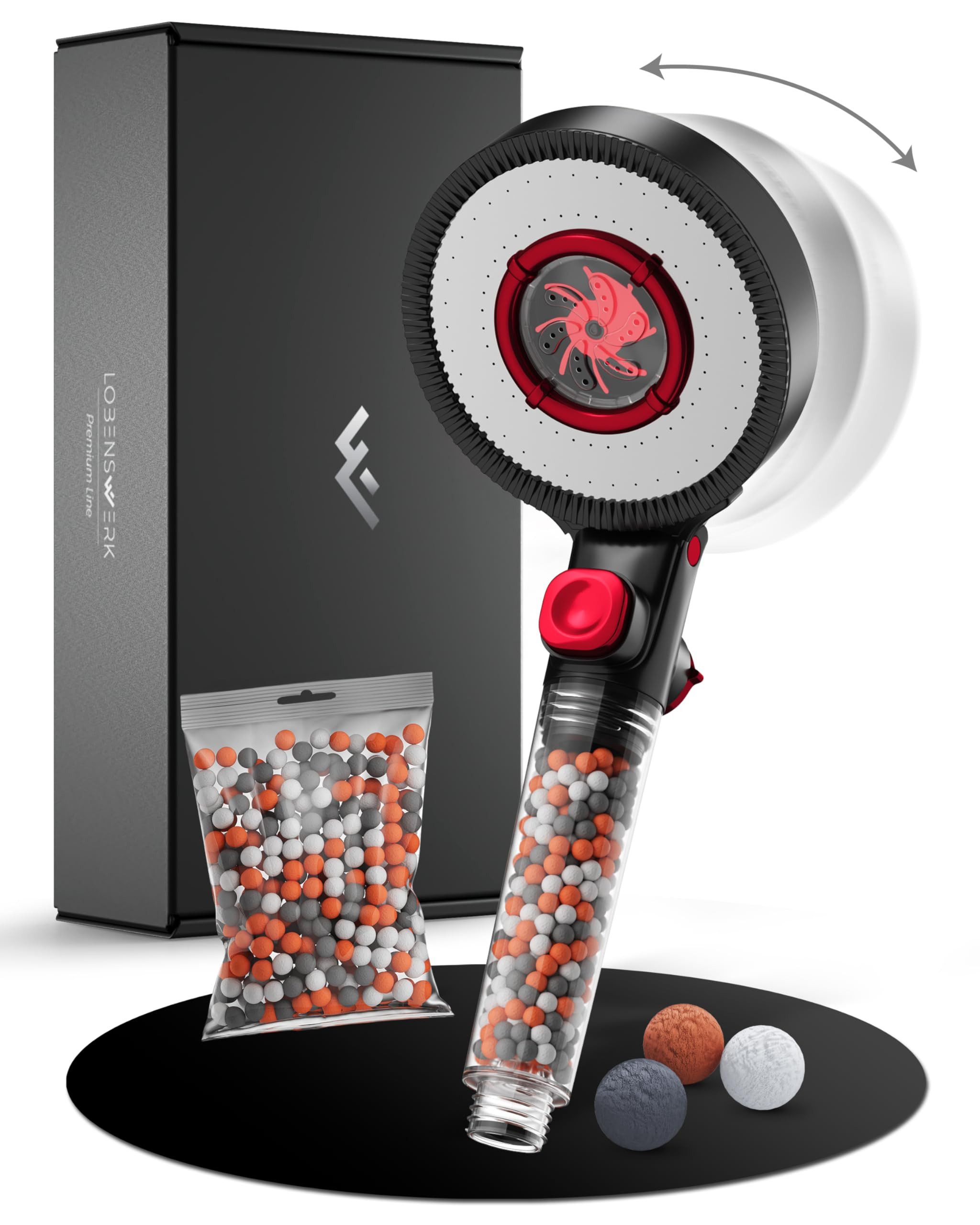 Duschbrause mit Filter [3 Modi - inkl. Booster] Duschkopf mit Mineralperlen