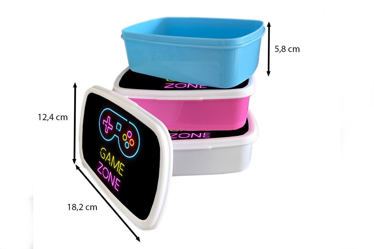 - - Brotdose Kinder, Erwachsene, Spiel Mädchen, Neon - Controller Kunststoff, Zitate rosa MuchoWow Snackbox, für Schwarz Kunststoff Brotbox Spielzone, Lunchbox (2-tlg), - -