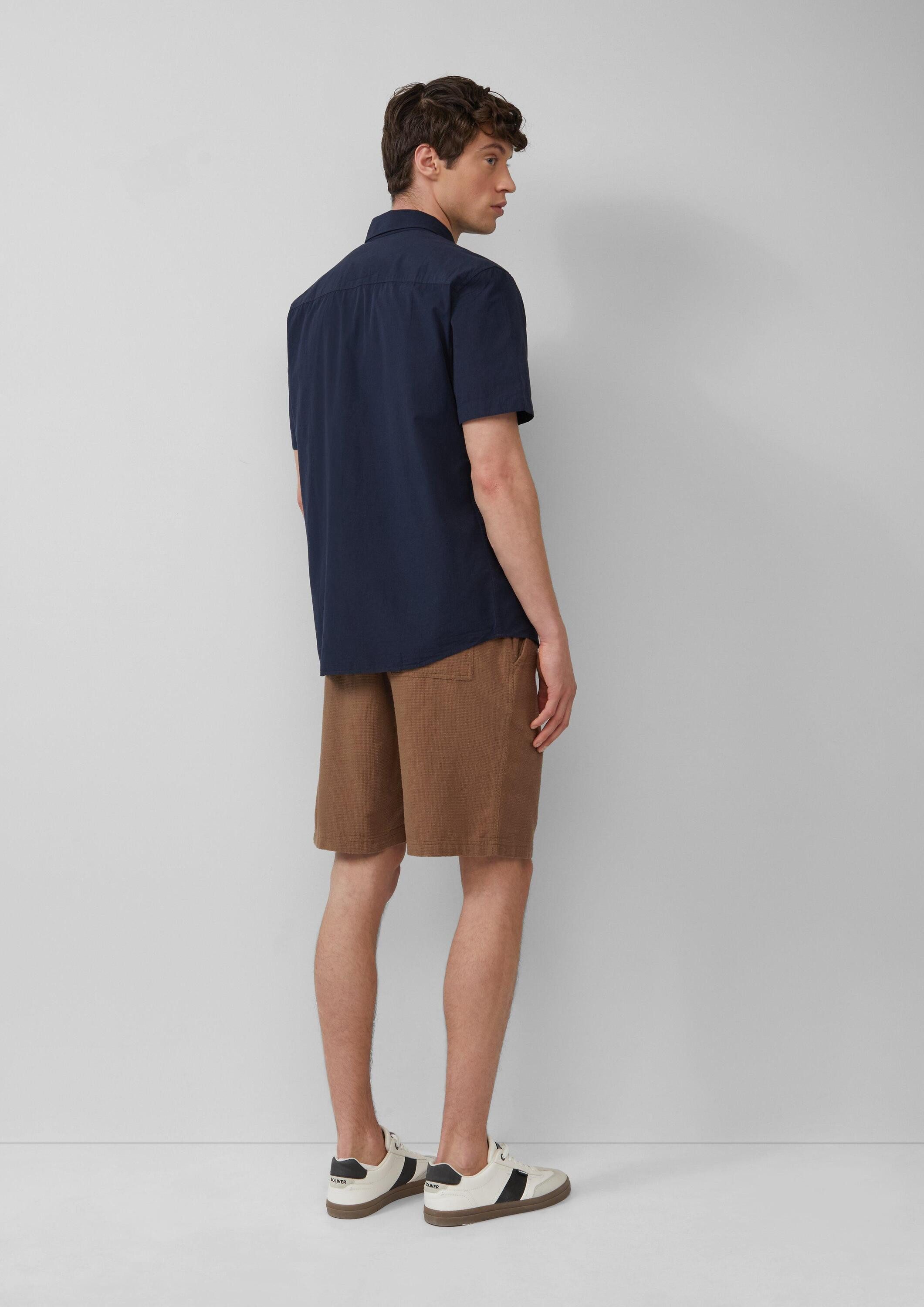 s.Oliver Kurzarmhemd Hemd Regular Fit: Kurzarmhemd mit Struktur-Streifen und Button-Down-Kragen
