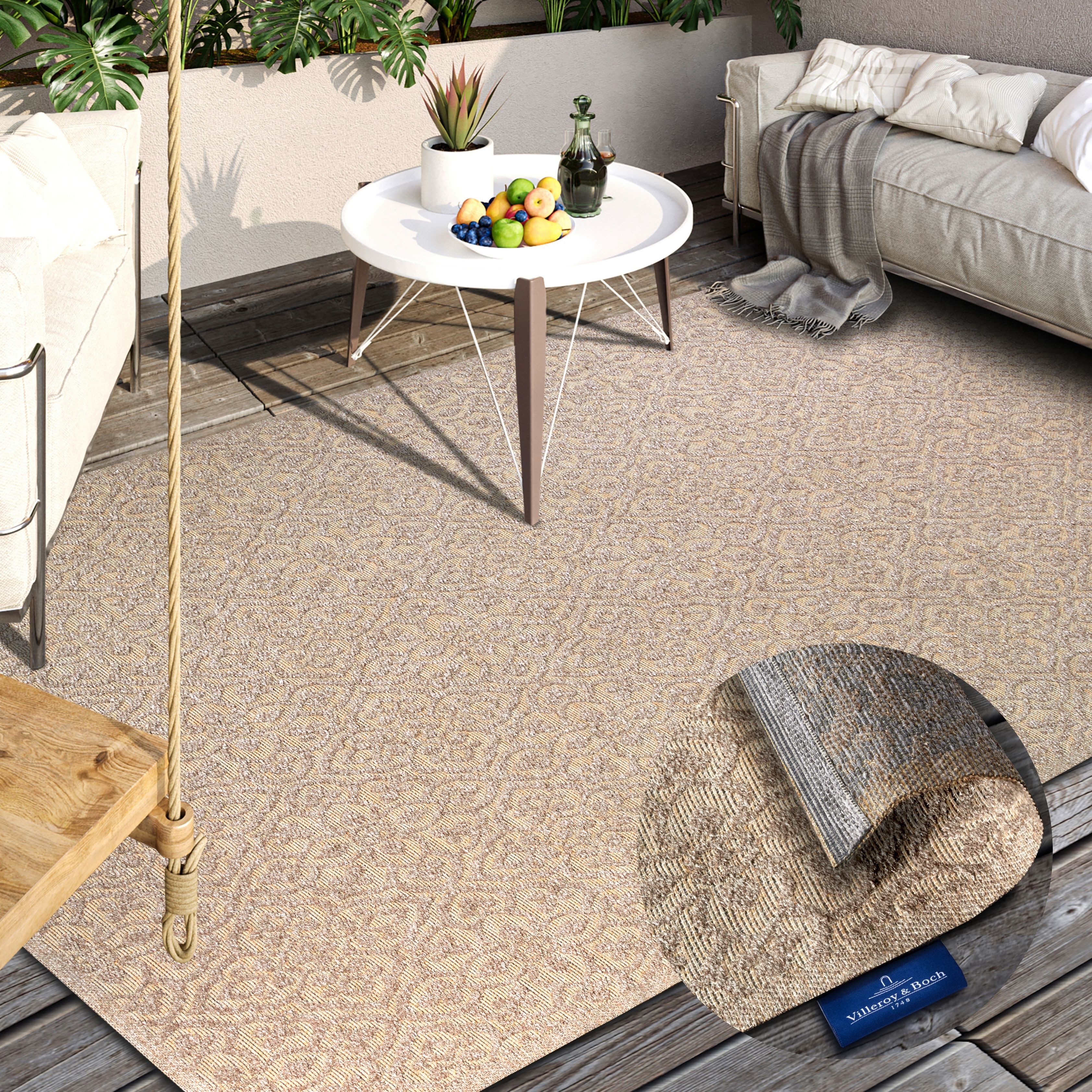 Villeroy & Boch Outdoorteppich Julie, rechteckig, Höhe: 4 mm, In-& Outdoor, Flachgewebe, wetterfest, Terrasse, Balkon, modern, Trend