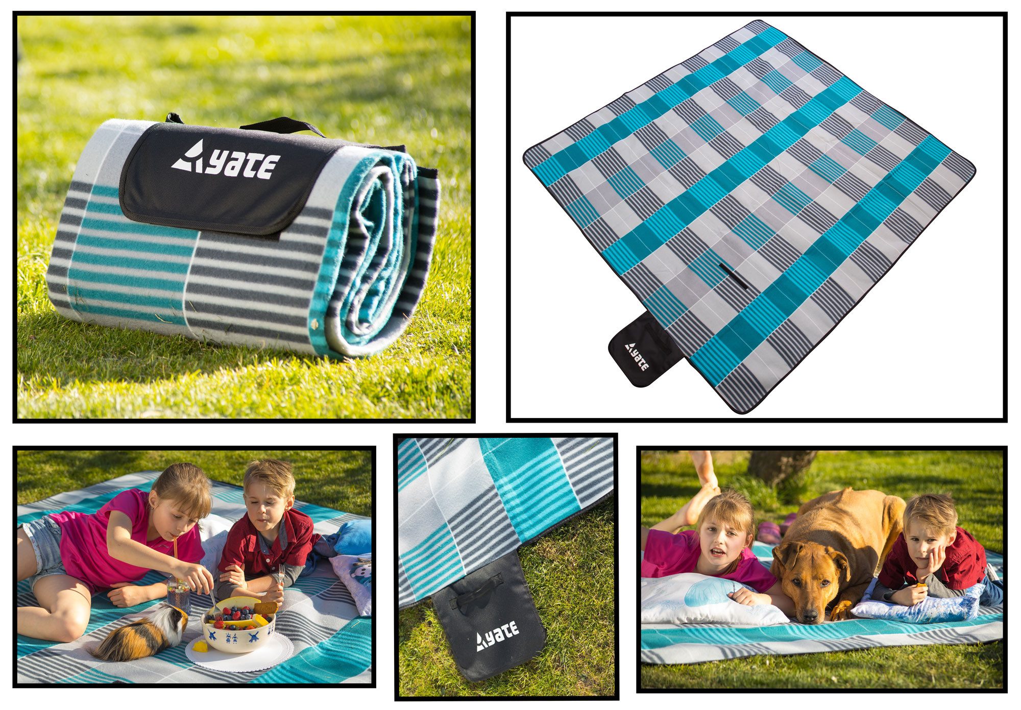 Picknickdecke Fleece Picknickdecke 200 x 200 cm wasserabweisend, isoliert & tragbar, Yate