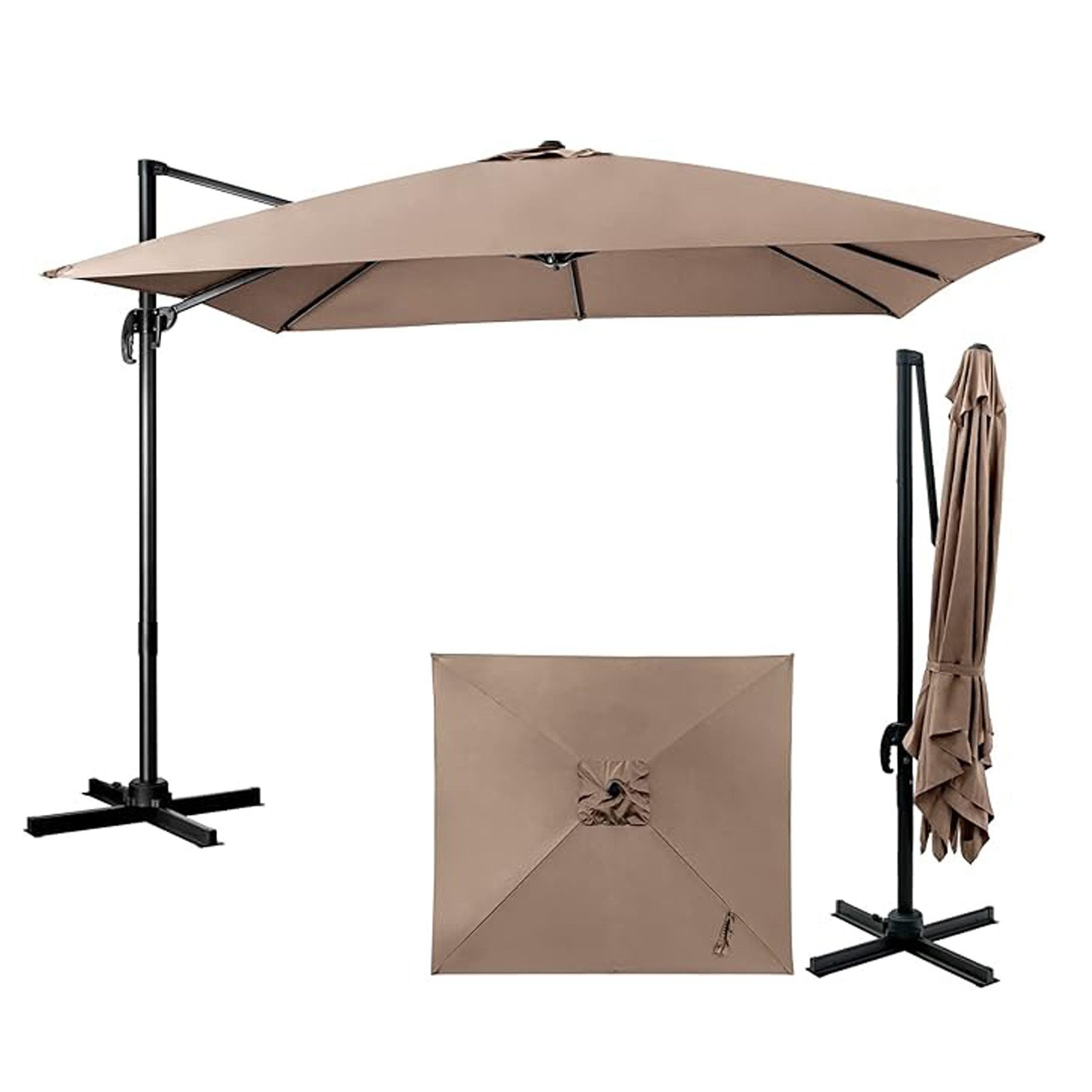 KOMFOTTEU Sonnenschirm 360° Drehbarer Ampelschirm, 8 günstig online kaufen