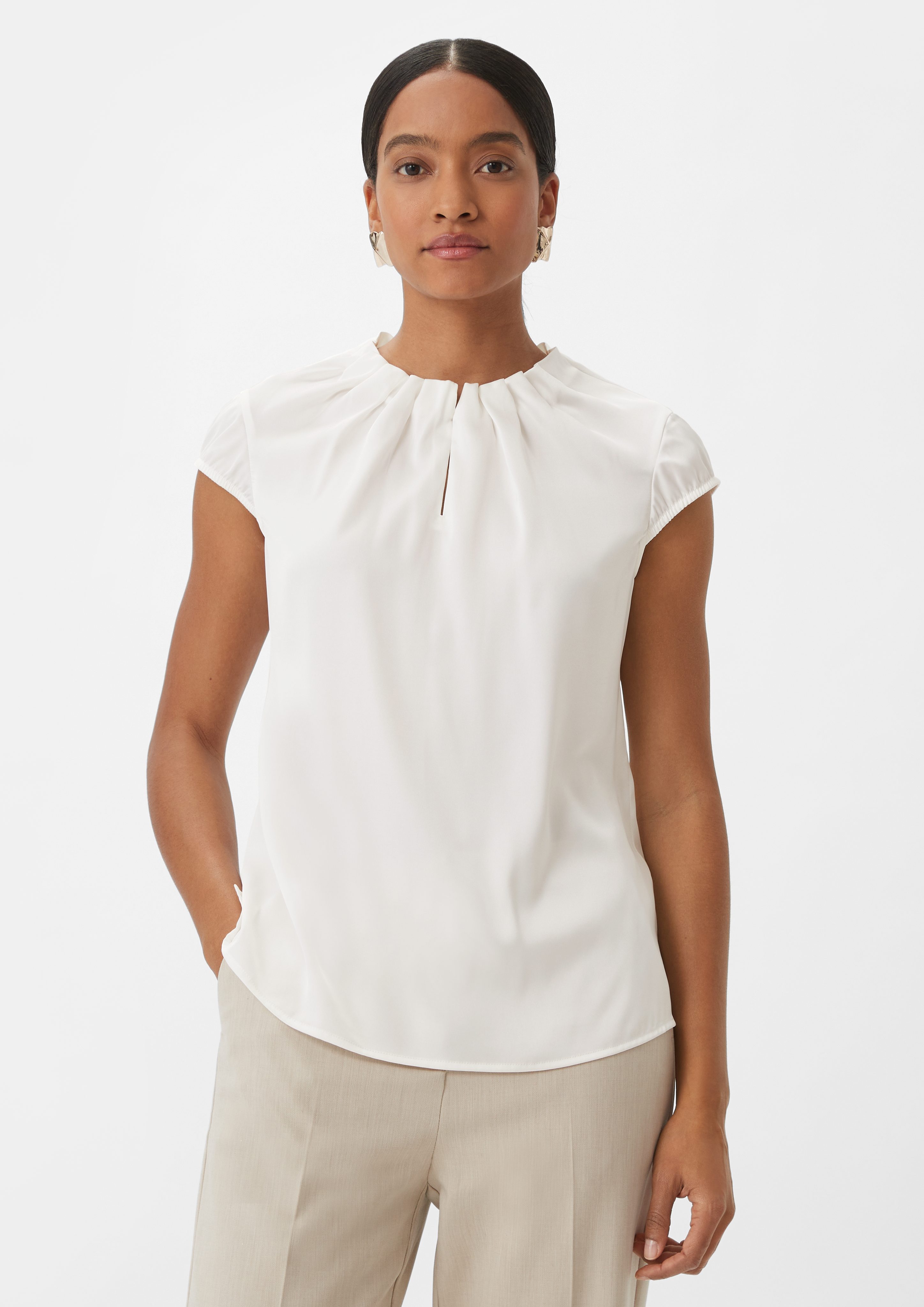 comma Satinbluse mit Raffung am Hals günstig online kaufen
