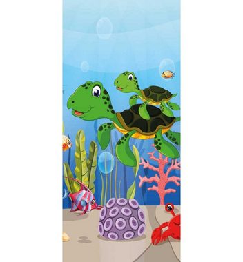 MyMaxxi Dekorationsfolie Türtapete Unterwasserwelt mit Fischen und Schildkröten