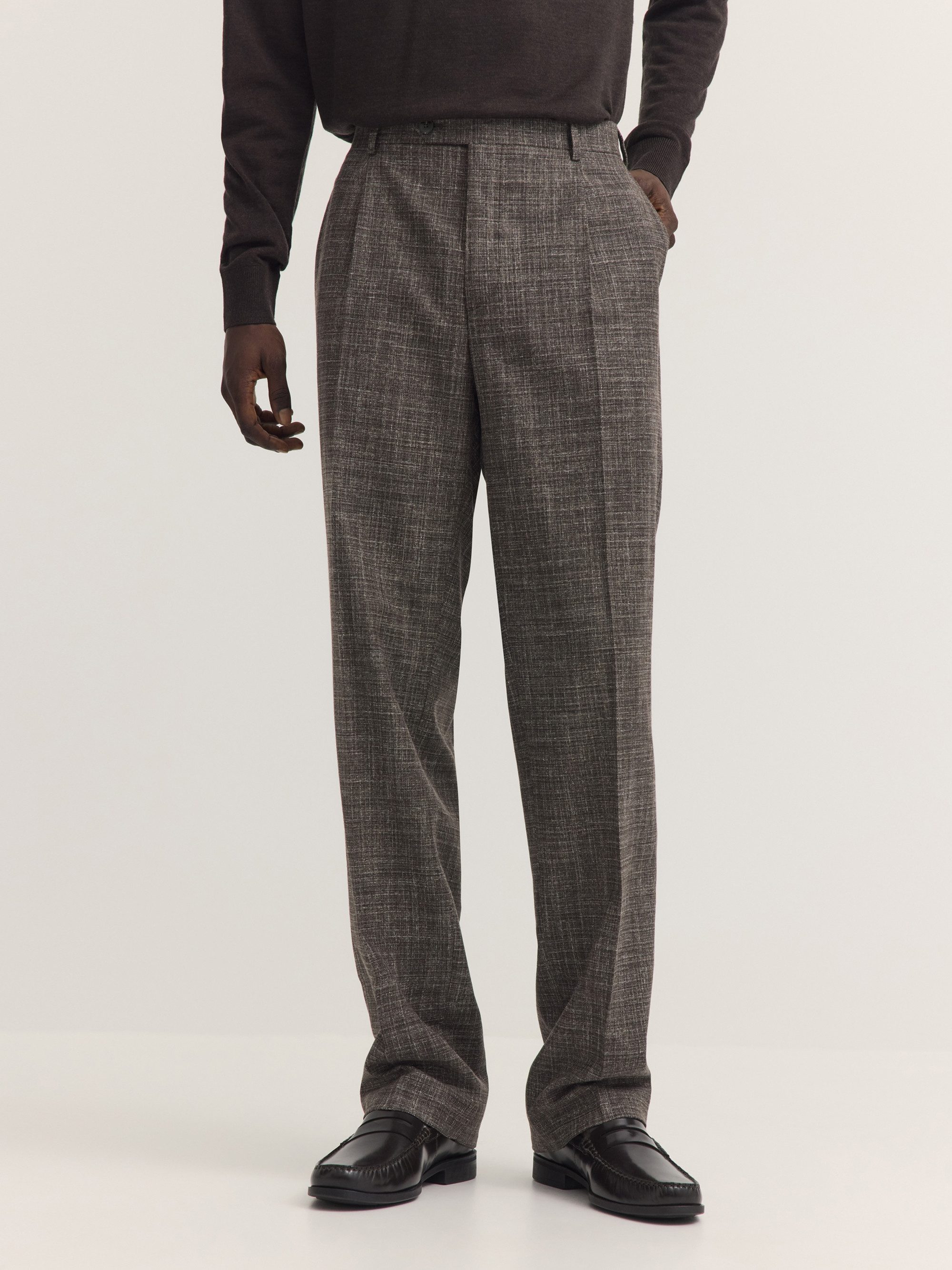 bugatti Bundfaltenhose Casual Fit Casual Fit Woll-Baumwollmix Struktur