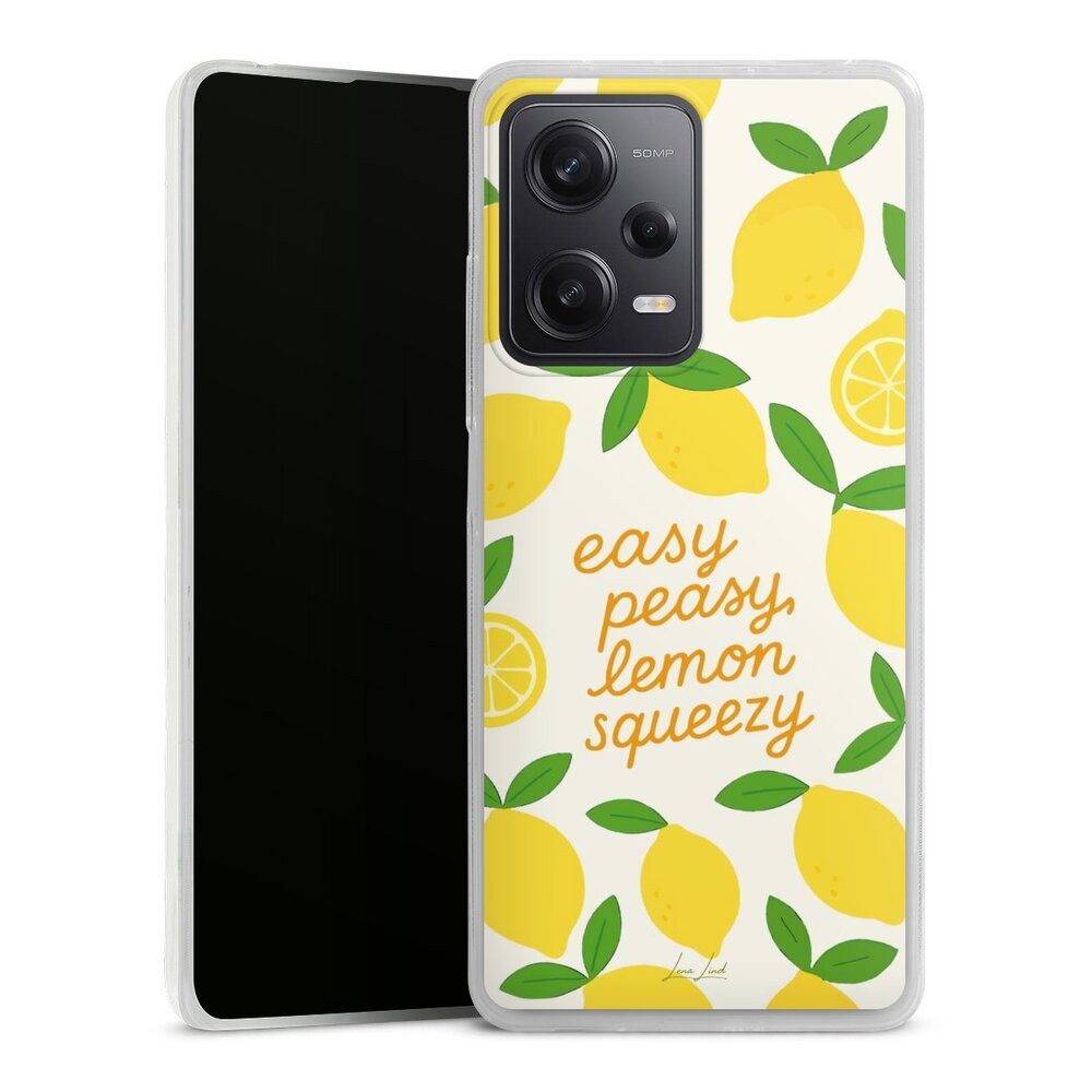 DeinDesign Handyhülle Zitrone Spruch Statement Easy Peasy Lemon Queezy, Xiaomi Redmi Note 12 Pro 5G Slim Case Silikon Hülle Ultra Dünn