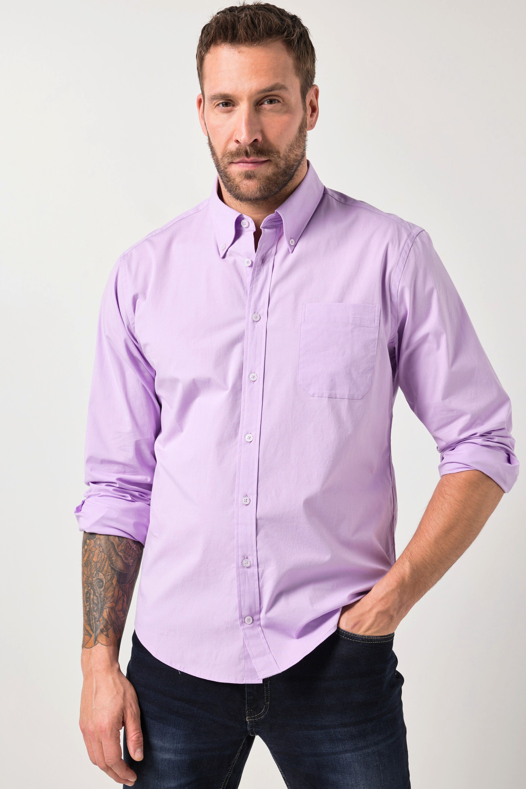 JP1880 Businesshemd Hemd FLEXNAMIC® Langarm Buttondown-Kragen