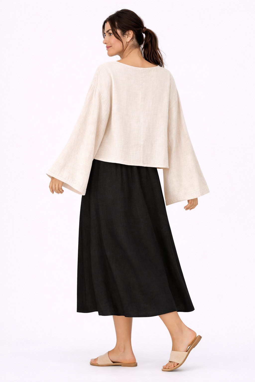 WENOR Schlupfbluse Damen Musselin Einheitsgröße – Oversize Sommerbluse 36-40 weite Fledermausärmel, luftig & locker – Baumwoll-Layering Sommerbluse – Bild 4 von 5