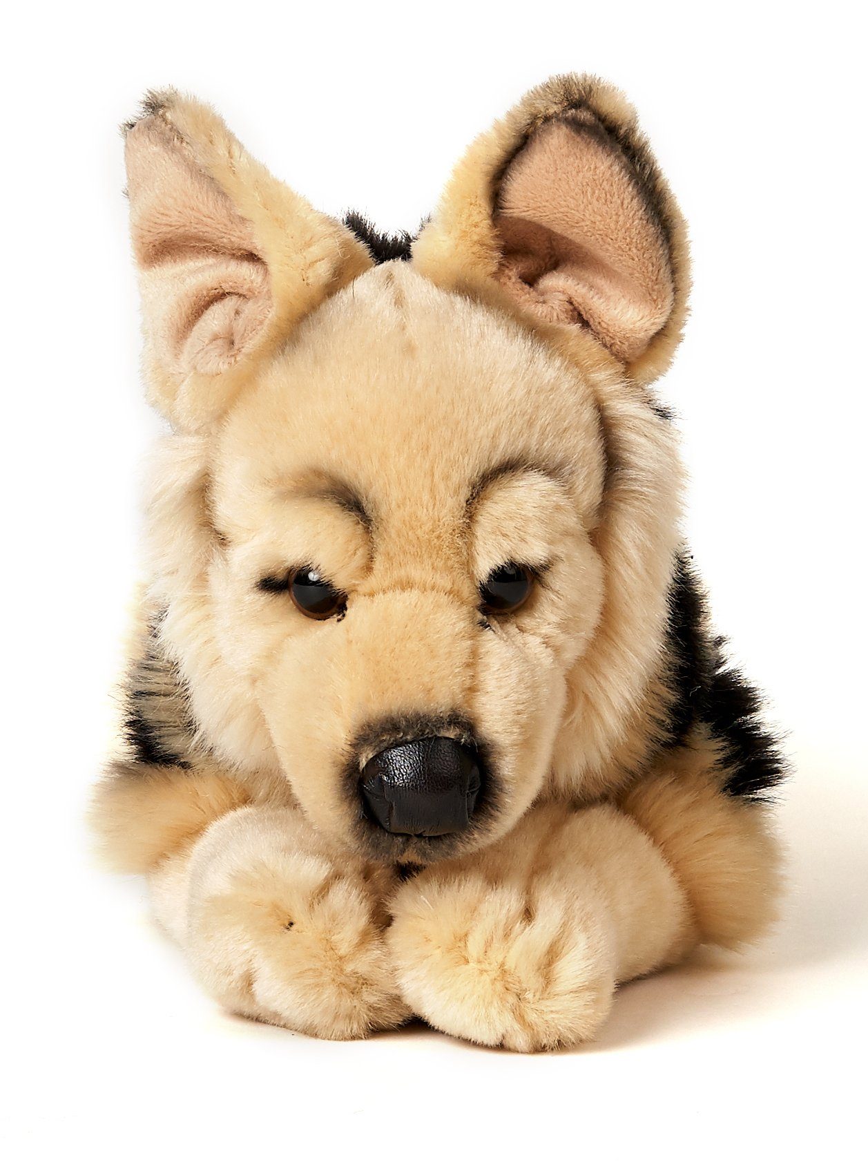 Uni-Toys Füllmaterial Plüsch-Hund, Deutscher 45 recyceltes zu cm Plüschtier, Schäferhund, Kuscheltier liegend - 100 - Länge %