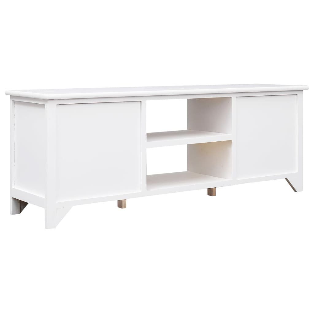 furnicato TV-Schrank Weiß 108x30x40 cm Massivholz Paulownia