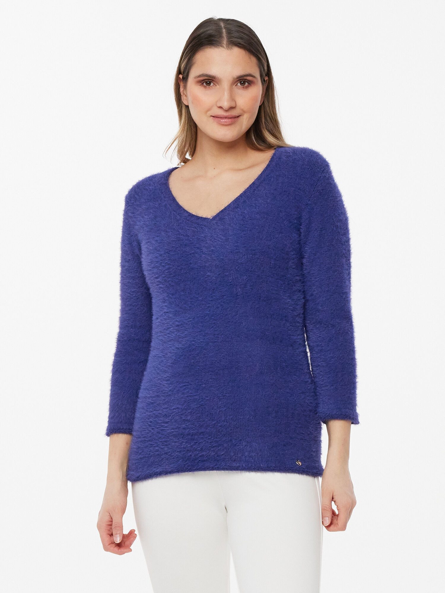 Christian Materne 3/4 Arm-Pullover Pullunder Figurbetont in Flauschgarn