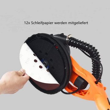 KOMFOTTEU Deckenschleifer 750W, Trockenbauschleifer inkl. LED-Lichter & 12 Schleifteller