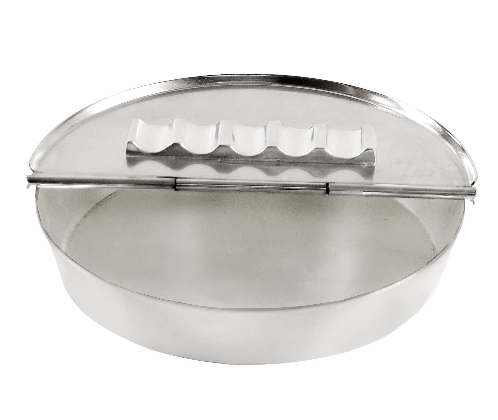 EDZARD Aschenbecher Ashburn, Windaschenbecher mit Deckel aus Messing, schwerversilbert, Ø 16 cm