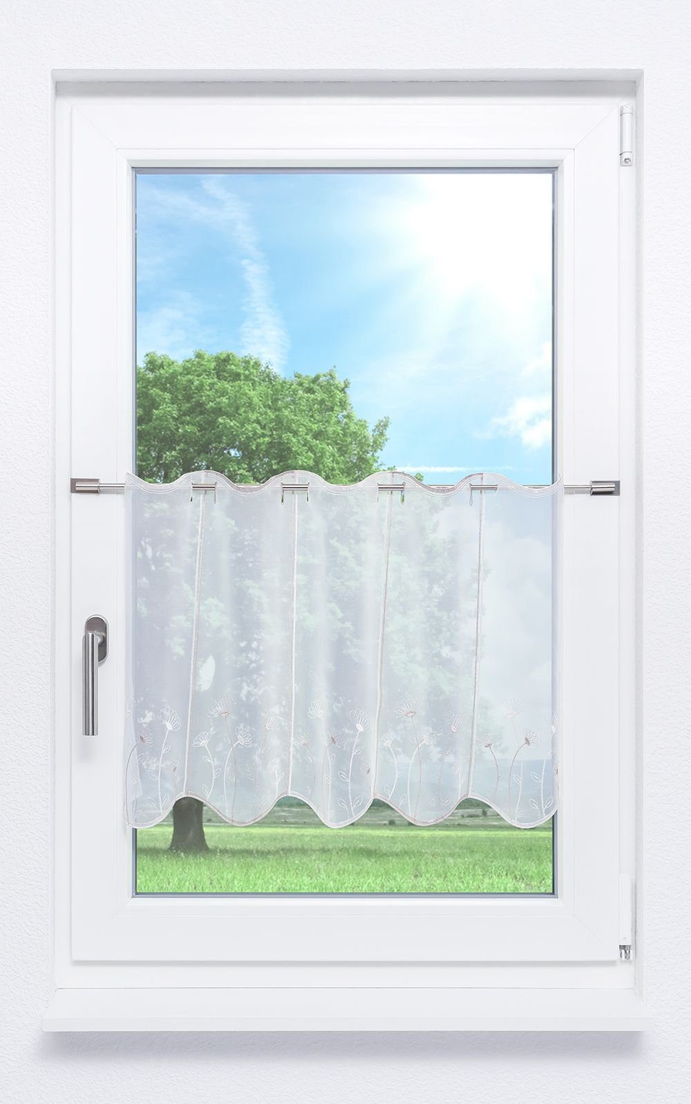 LYSEL® Scheibengardine Wiesenblumen (1 St), transparent, HxB 45x48cm