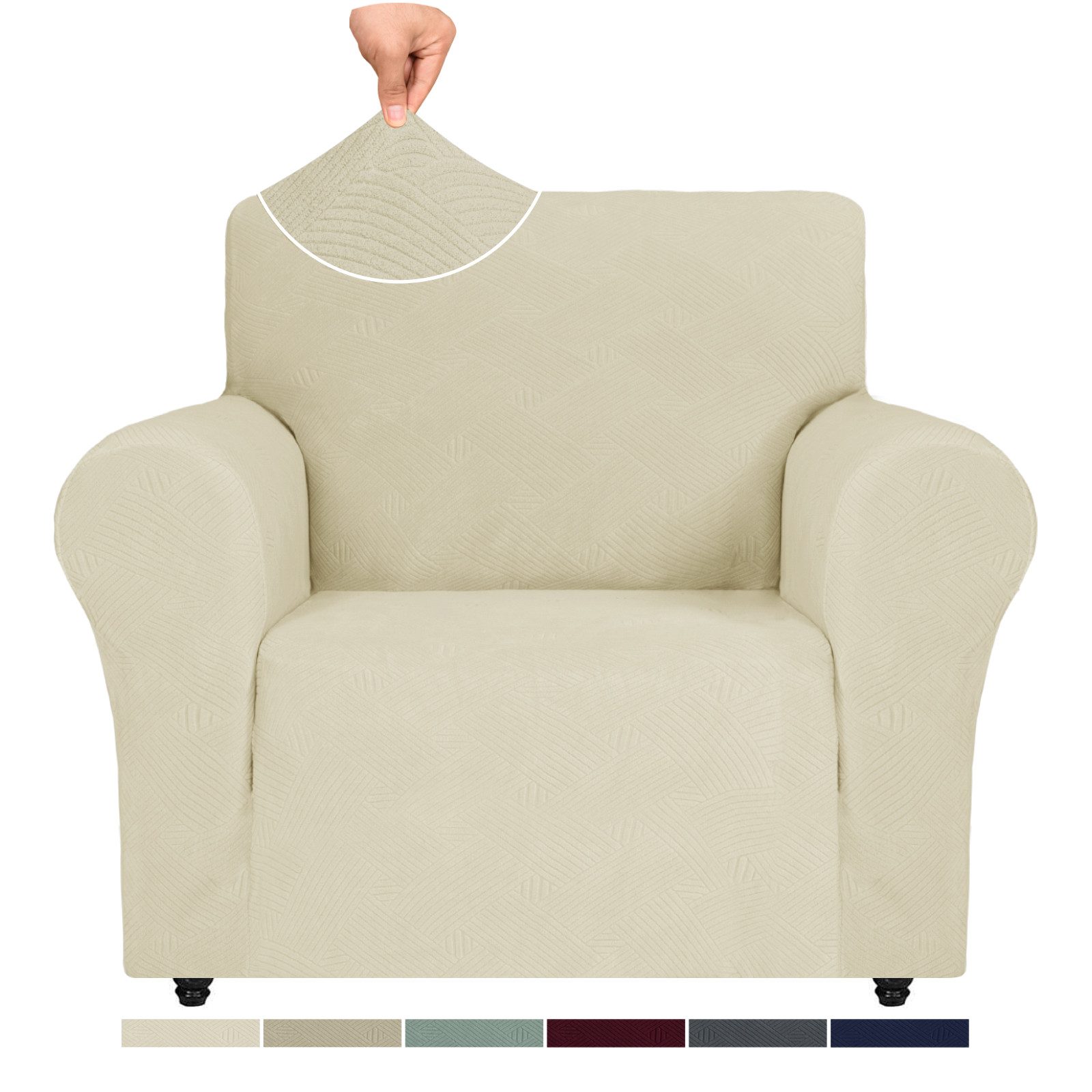 Agger Sofahusse Stretch Sofabezug, Sofa Überzug 1/2/3/4 Sitzer, Sofaschoner rutschfest, Elastisch Couch Überzug Mit Armlehnen, Sofaüberwurf Couch Überwurf