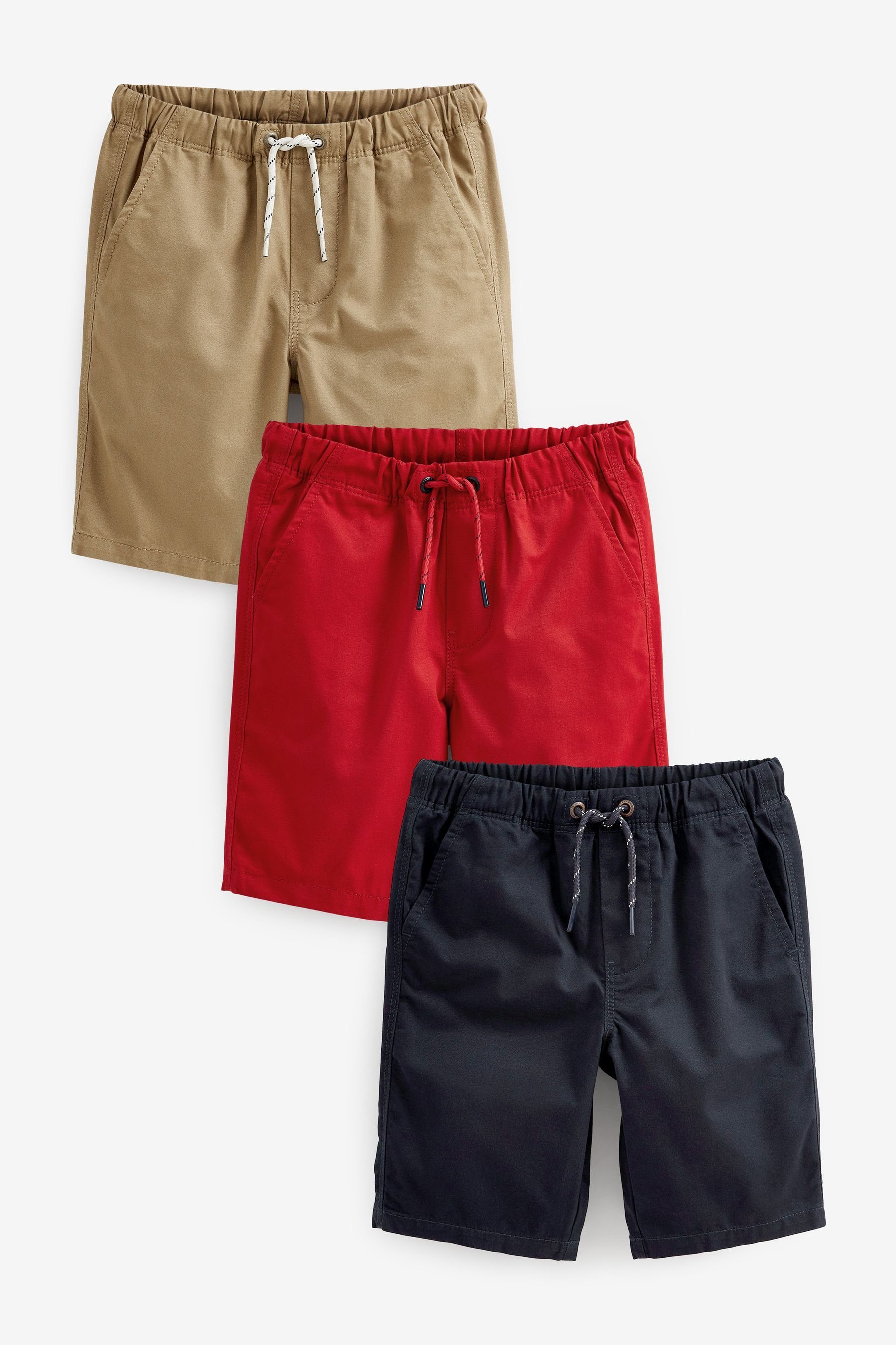 Next Shorts Schlupf-Shorts im Blue/Tan (3-tlg) Brown/Red Navy 3er-Pack