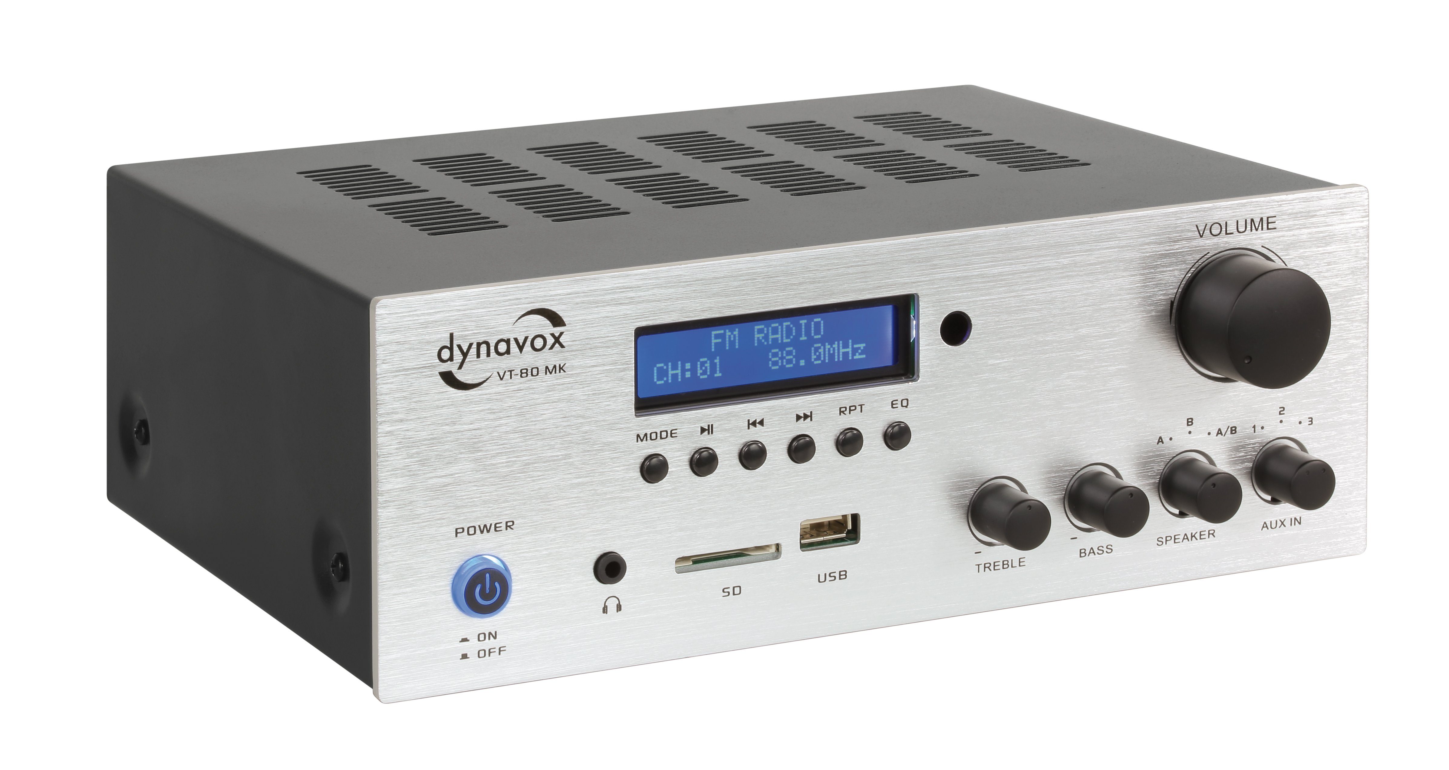 Dynavox VT-80 160 Vollverstärker Bluetooth) (Anzahl Lautsprecher-Anschlüsse, Silber Ferbedienung MK 4 Kanäle: W, Digital-Eingänge, für 2