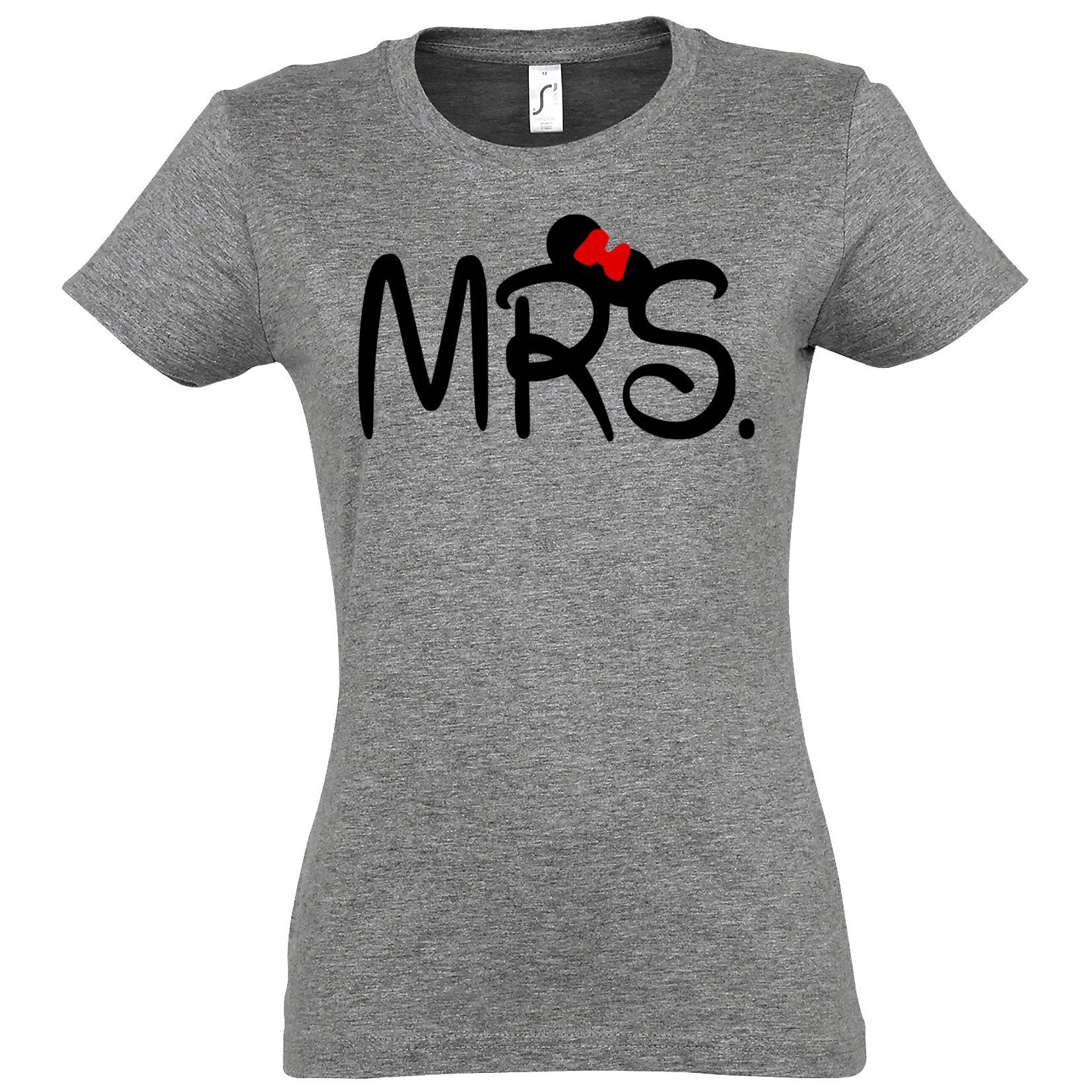 Couples Shop Print / Partner Misses Mrs. Mr. (1-tlg) & mit lustigen Mister Look T-Shirt Damen T-Shirt Grau
