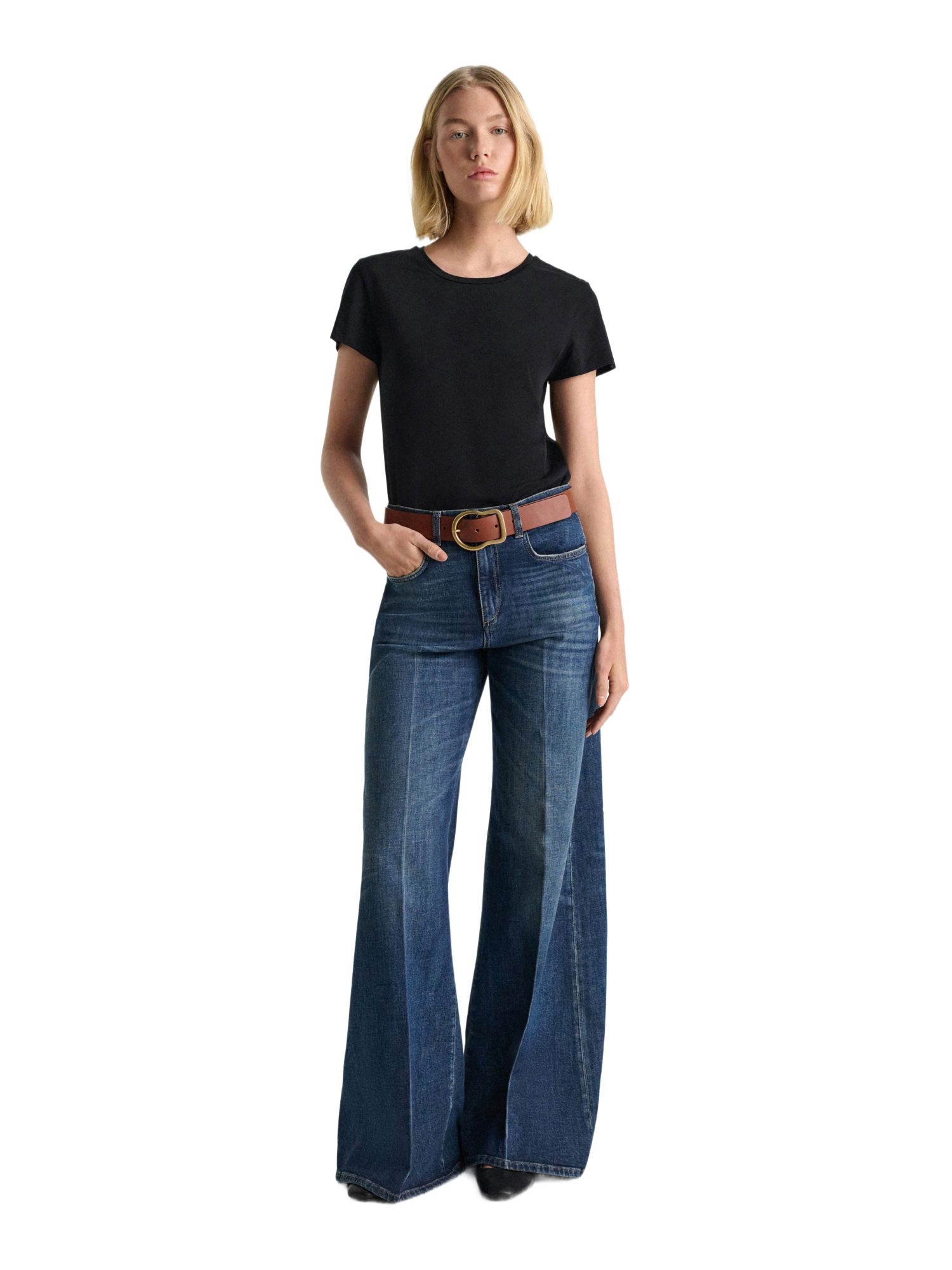 DOROTHEE SCHUMACHER Stoffhose blau,Casual,Baumwolle,Unifarben,Wide Leg,Mittel