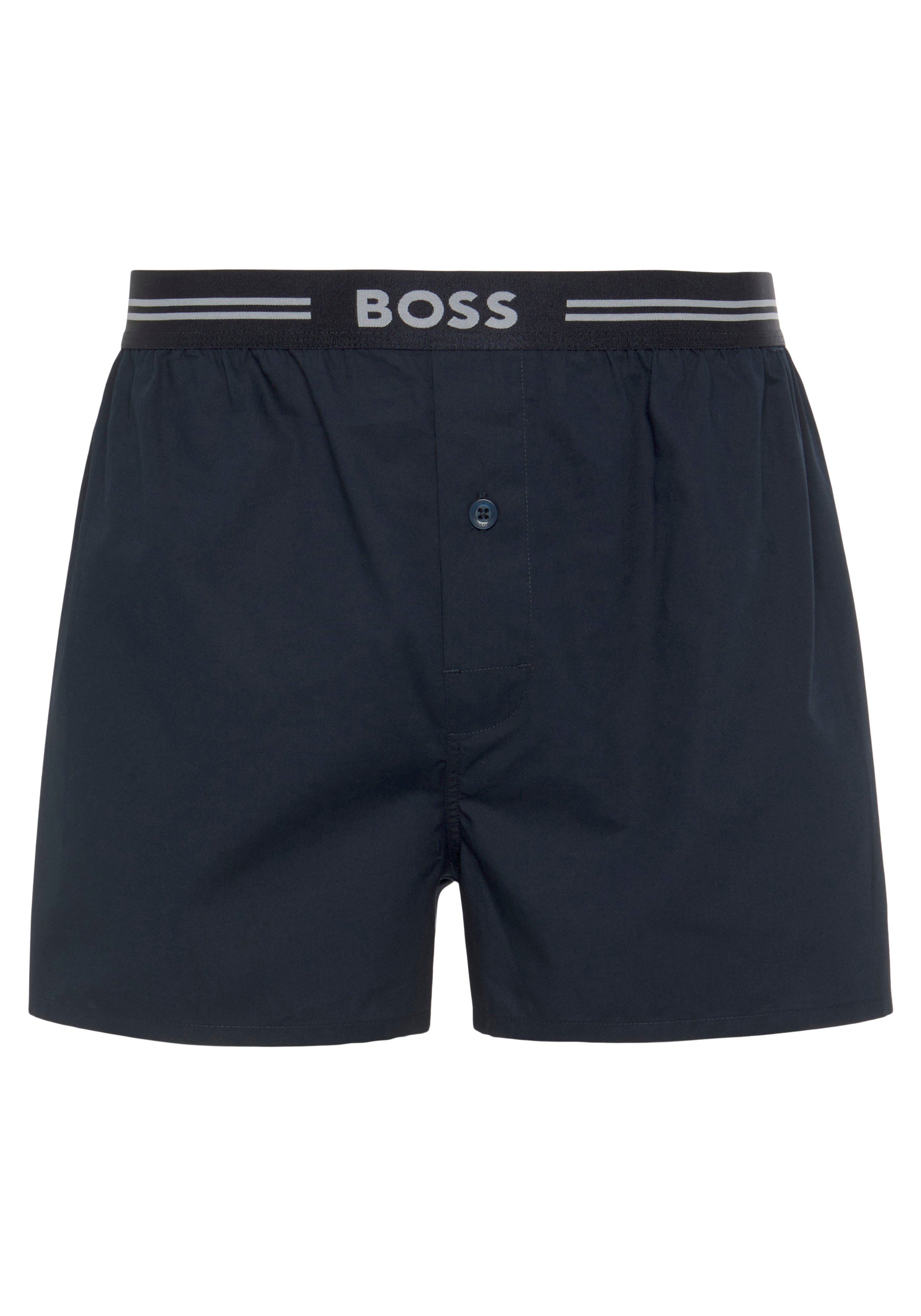 3er Woven mit Pack) Open-Blue Knopf 3P Boxer Boxershorts BOSS 3-St., Eingriff mit (Packung,