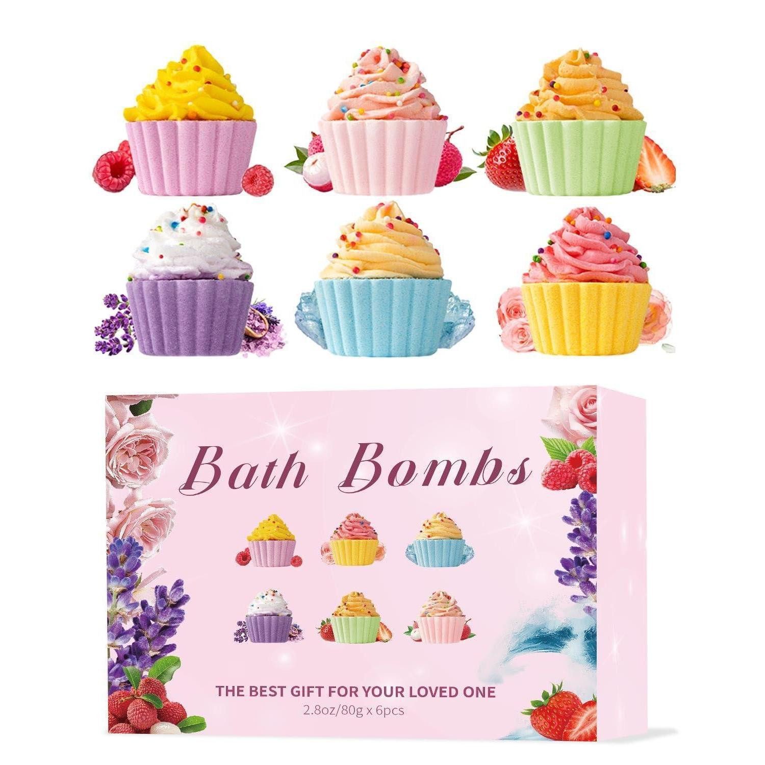 LuxusKollektion Badekugel Badebomben Geschenkset 6er Cupcake Duft