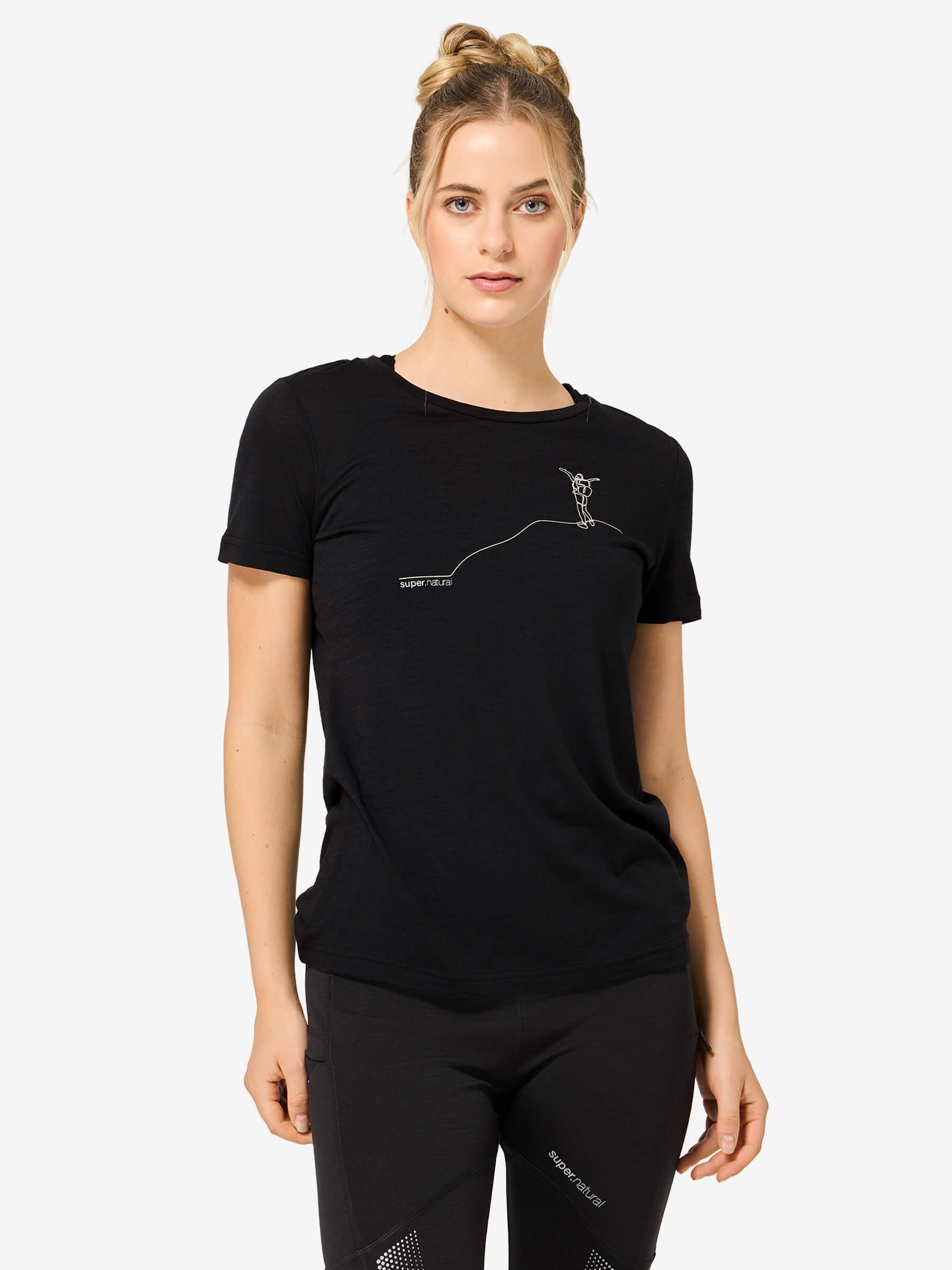 SUPER.NATURAL Print-Shirt Merino T-Shirt W GIPFELGLÜCK TEE wärmender Merino-Materialmix