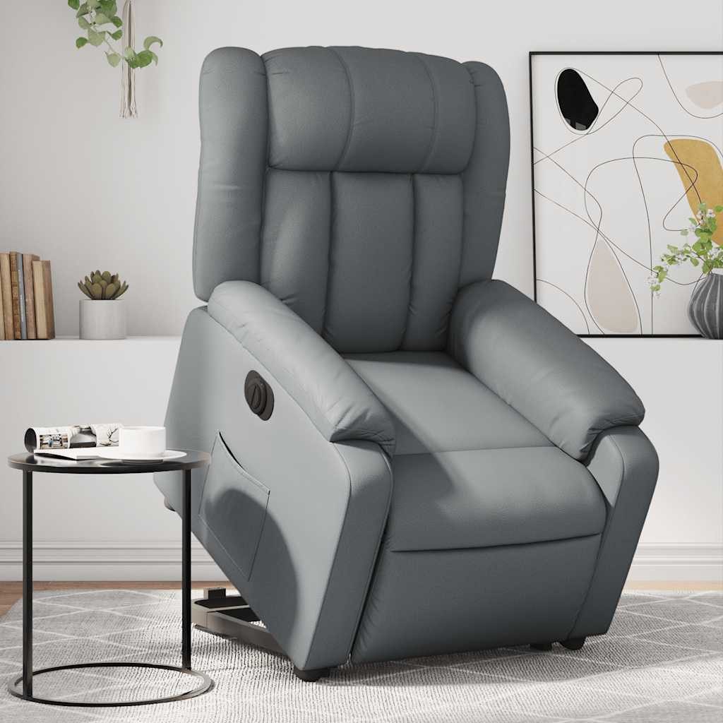 Massagesessel Elektrischer Relaxsessel Grau 78 x 92 x 98 cm mit Aufstehhilfe