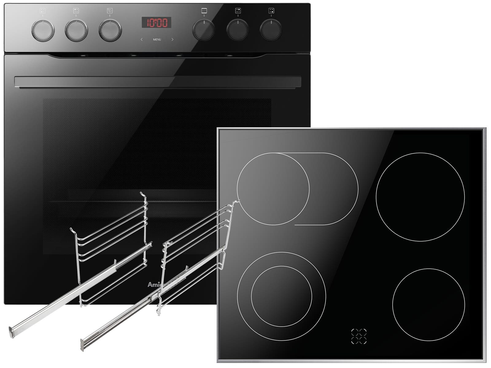 Amica Elektro-Herd-Set, Reinigung mit Wasser / Dampf, Timer