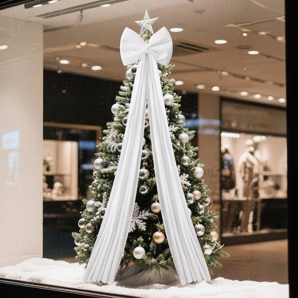 CLTYQ Christbaumschmuck rote schleifen weihnachten,Große Weihnachtsbaum-Schleifen, 200cm, Samtstoff,Weihnachtsdekoration für Weihnachtsbaum, Fenster, Haustür – Bild 3 von 5