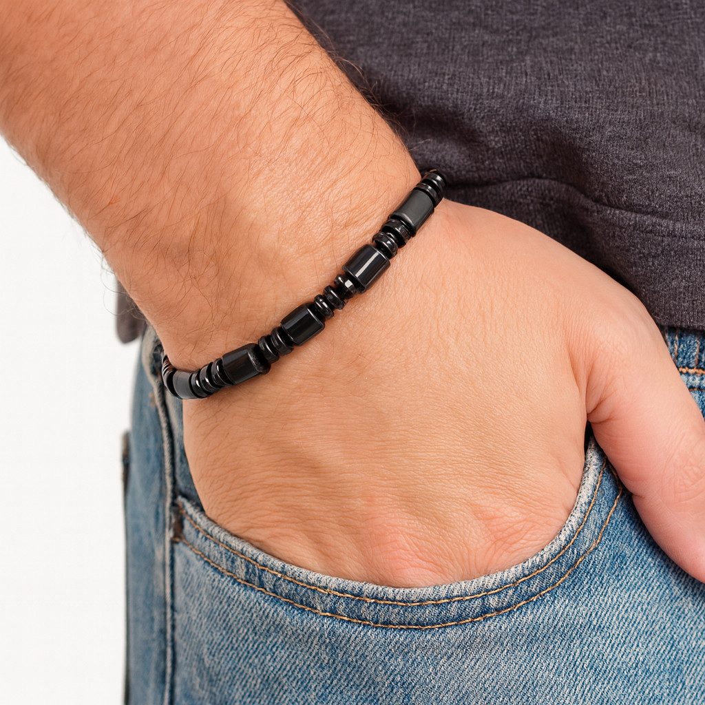 M-Punkt24 Armband Hämatit (Hämatit Herren Ø60mm Naturstein Schmuck, mit Geschenkbeutel)