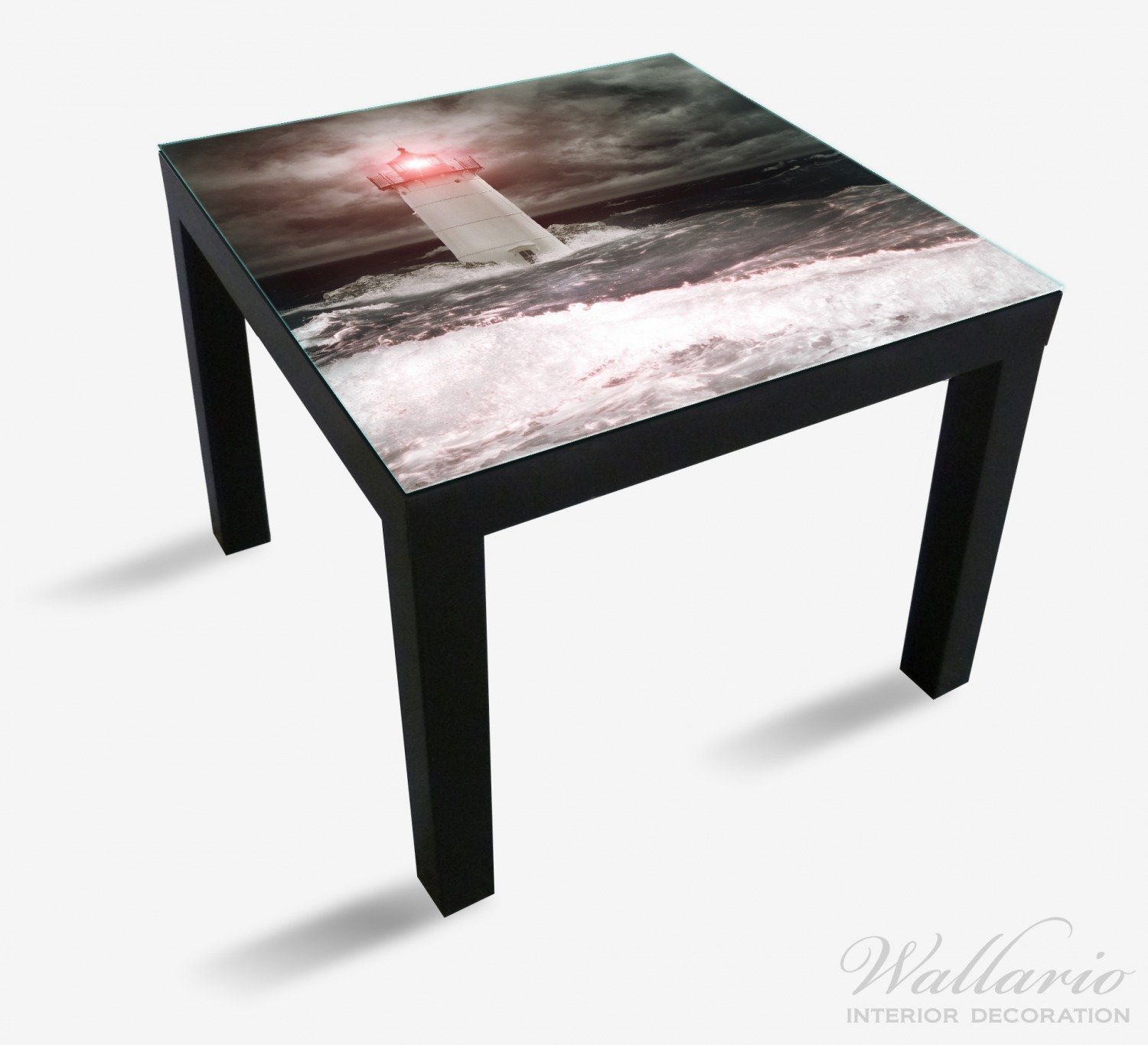 Tischplatte geeignet stürmischer bei Wallario Leuchtturm für (1 Lack See Wasser St), Ikea Tisch im