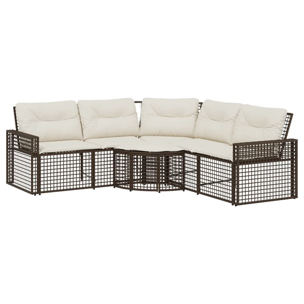 vidaXL Loungesofa Gartensofa in L-Form mit Kissen und Fußbank Braun Poly Rattan, 1 Teile