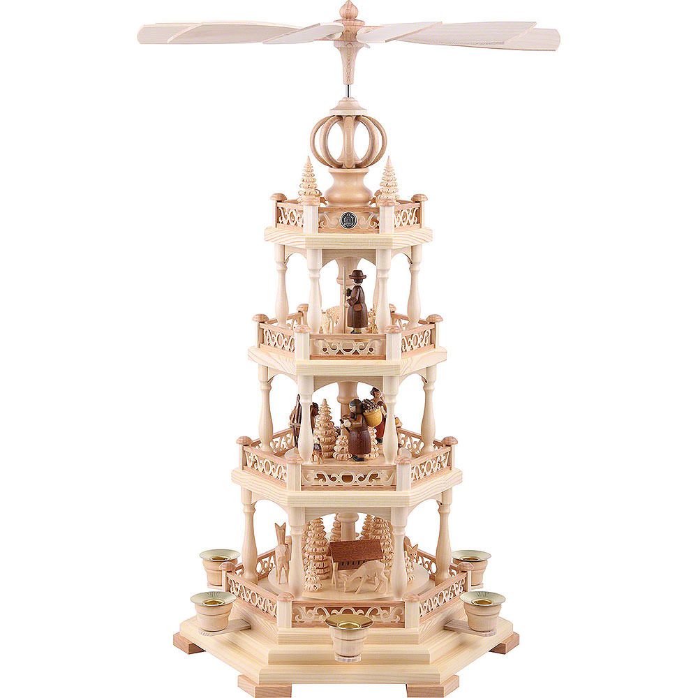 Müller Kleinkunst GmbH Seiffen Weihnachtspyramide 4-stöckige Pyramide Waldmotiv (55cm) von Müller Kleinkunst