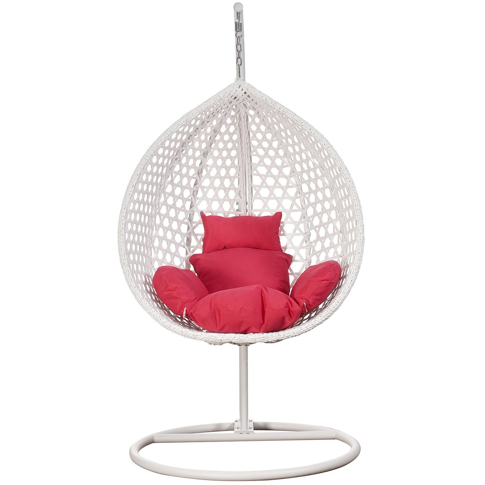 mit Pink Hängesessel Korb Rattan Style Luxus und XXL Relaxkissen Weiss RAMROXX Gestell