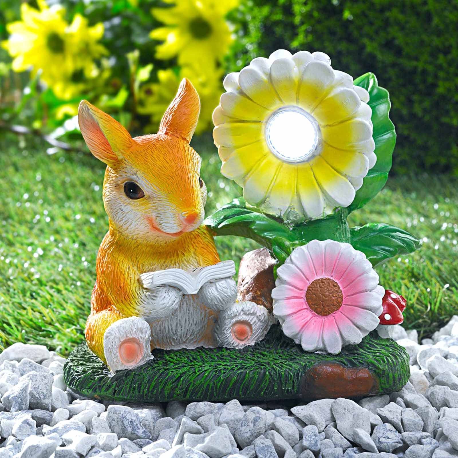 Solar LED Dekofigur Gartendeko, Wetterfest Gartenfigur Hase, LED fest Solarleuchte Häschen Solarlampe Garten HAC24 Solarlicht integriert,