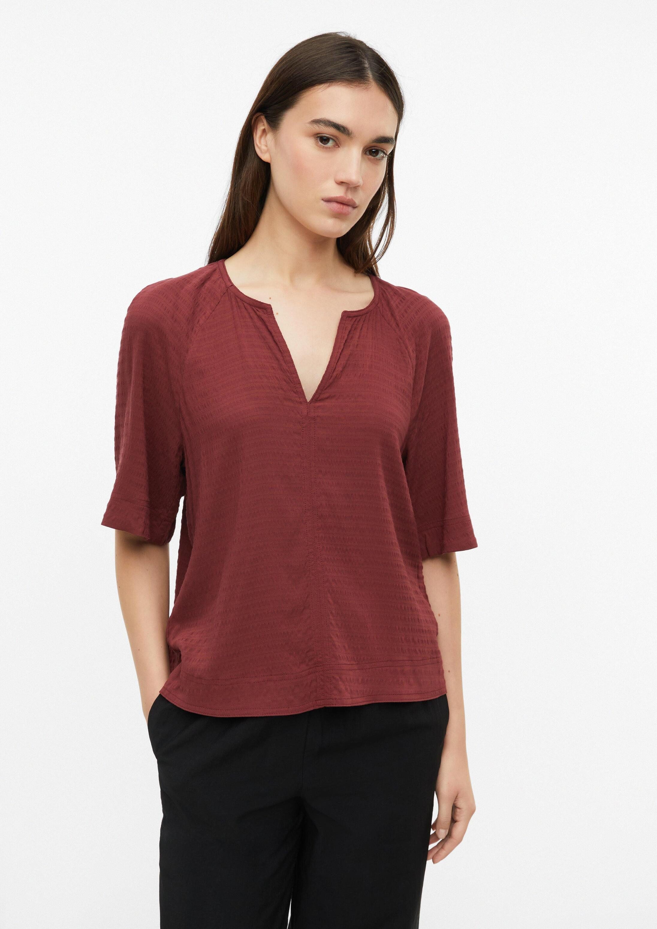 s.Oliver Kurzarmbluse Bluse Gecrêpte Bluse aus Viskosemix