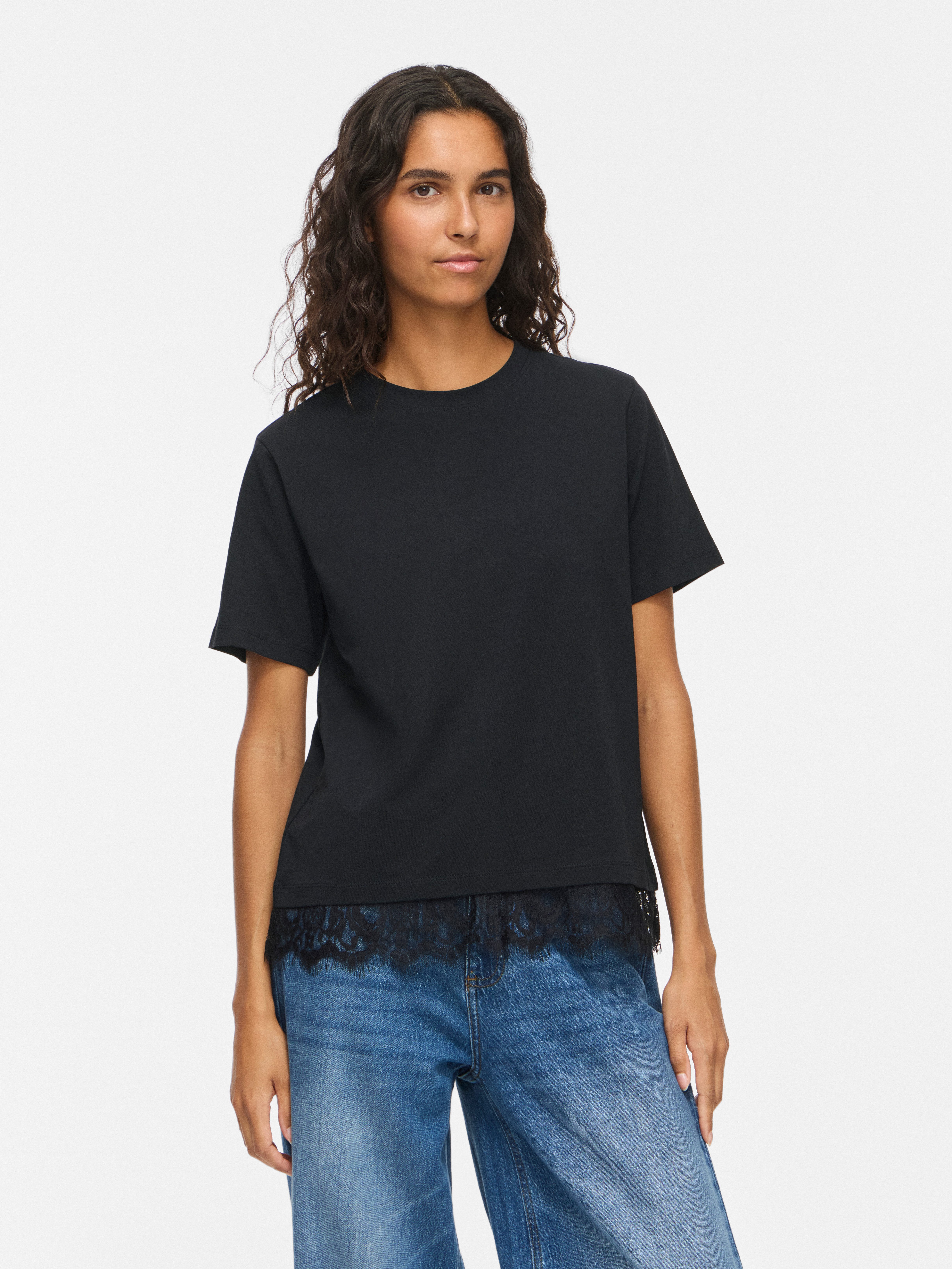 Vila T-Shirt VINORA S/S LACE T-SHIRT - NOOS Baumwollmischung