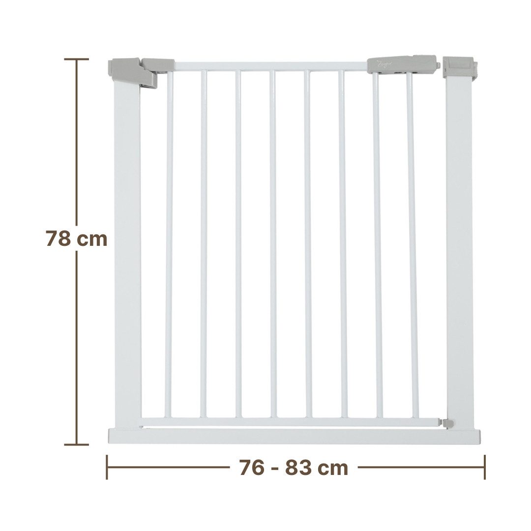 Zayno Türschutzgitter 76 bis 83 cm Weiß inkl. Türrahmenschonern (Set, 1 St., Inklusive 4 Türrahmenschonern), Variabler Einbau der Öffnung