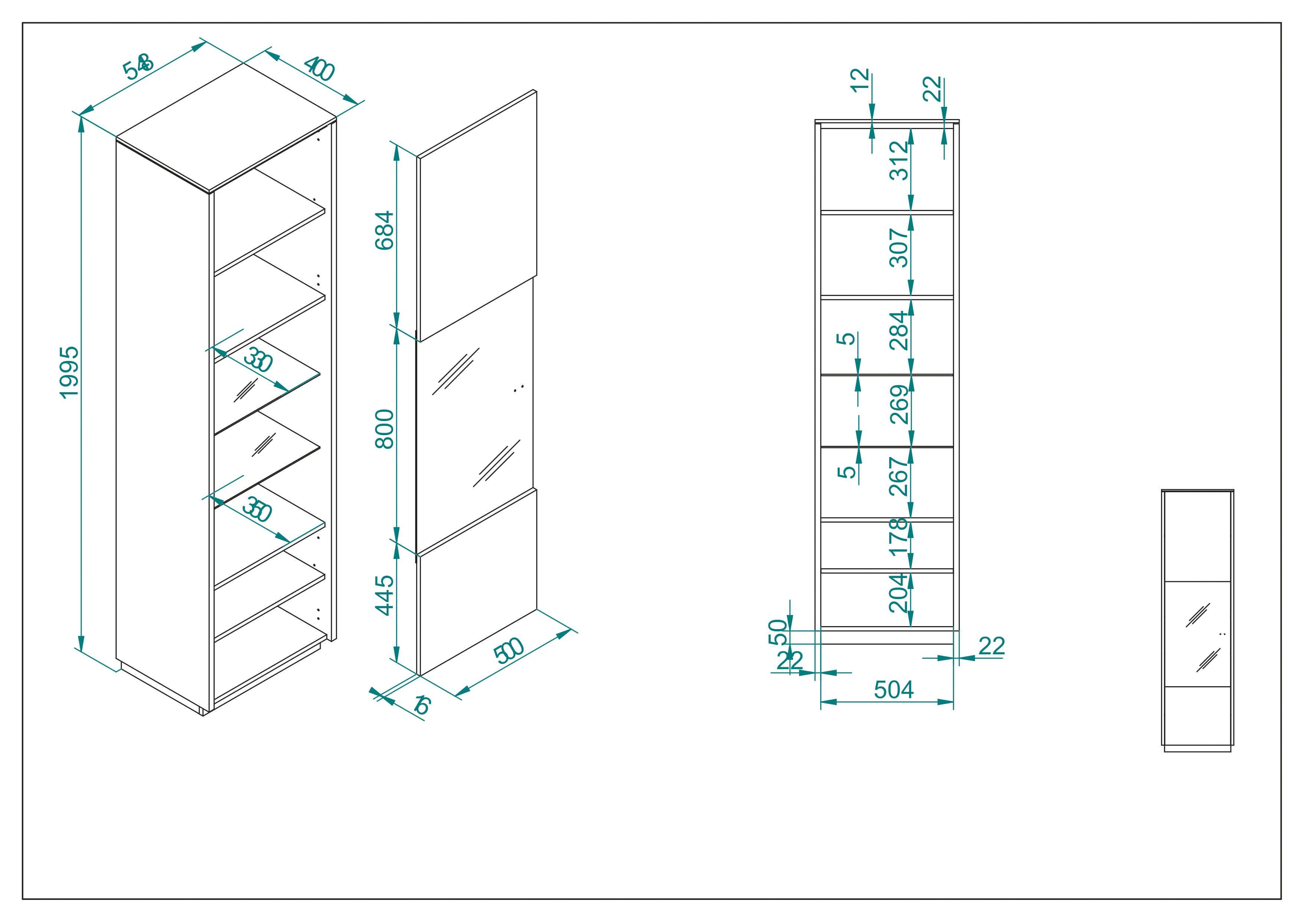 INOSIGN Vitrine LARGO ca. 200 cm Soft-Close-Funktion, Höhe