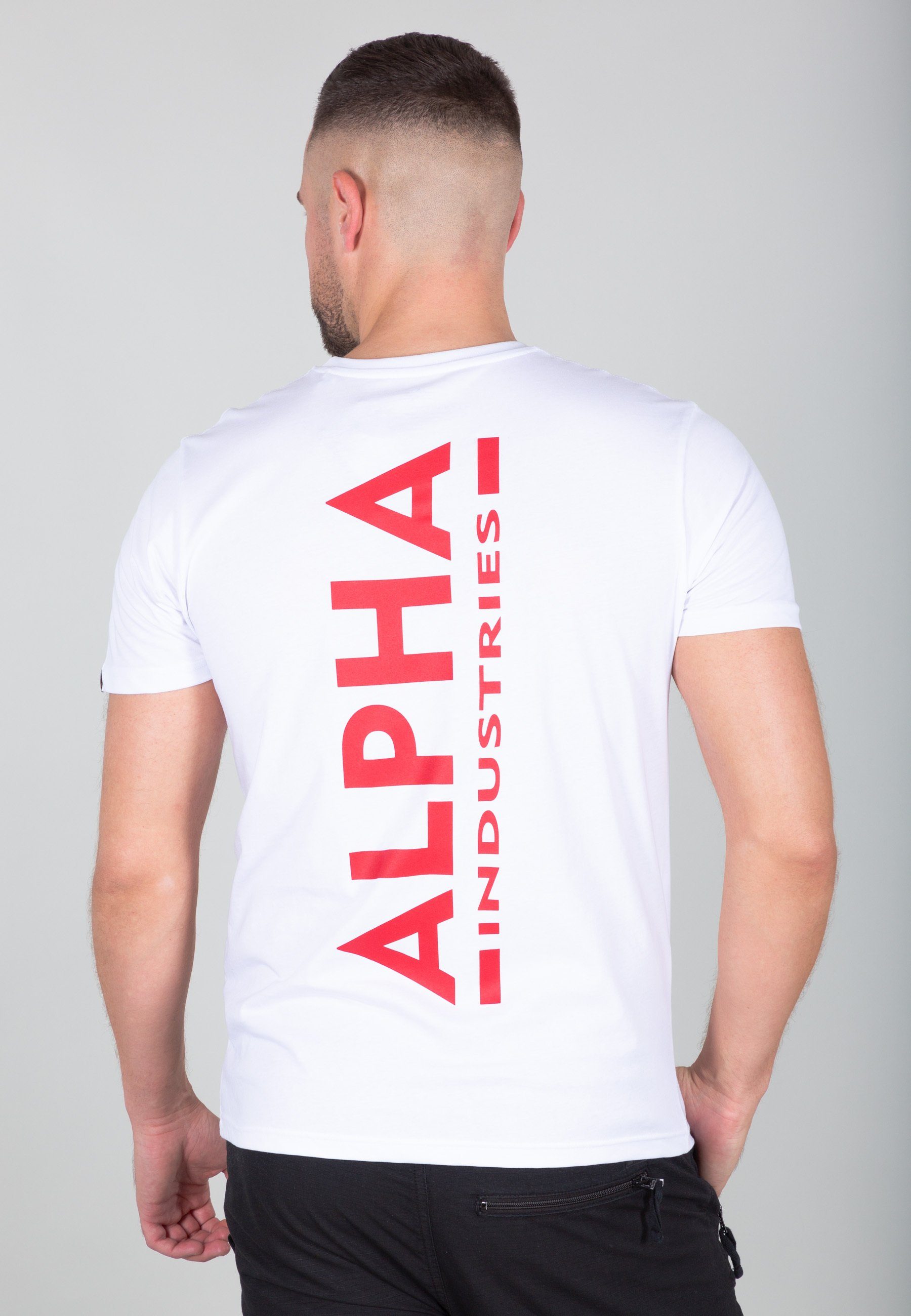 Alpha Industries T-Shirt T-Shirts Backprint white/red - T Men Alpha Industries