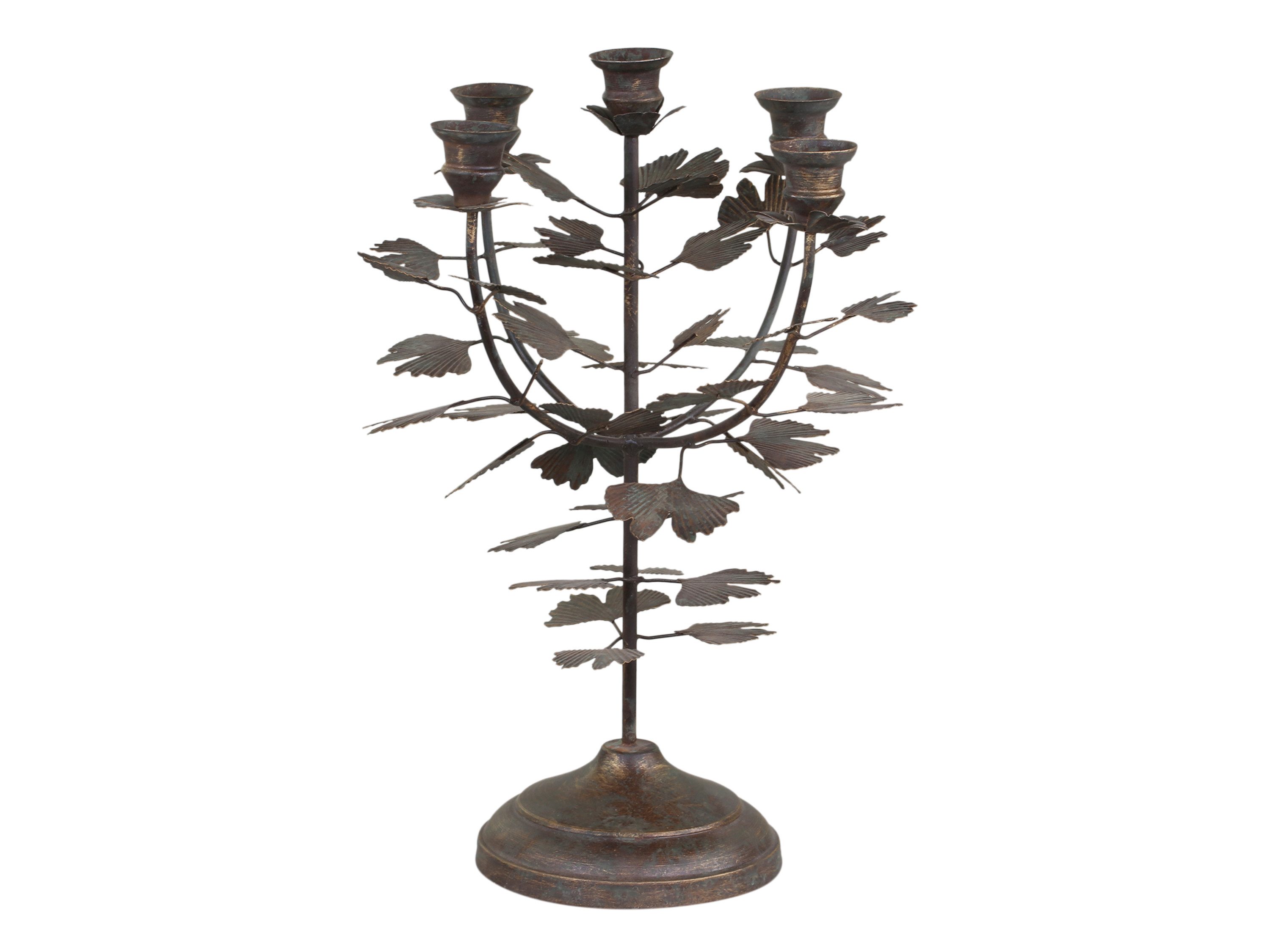Chic Antique Kerzenständer Kerzenständer Kandelaber Antik Messing 5armig Blüten Höhe 27 cm, 5 armiger Kandelaber mit Rosen Verzierungen